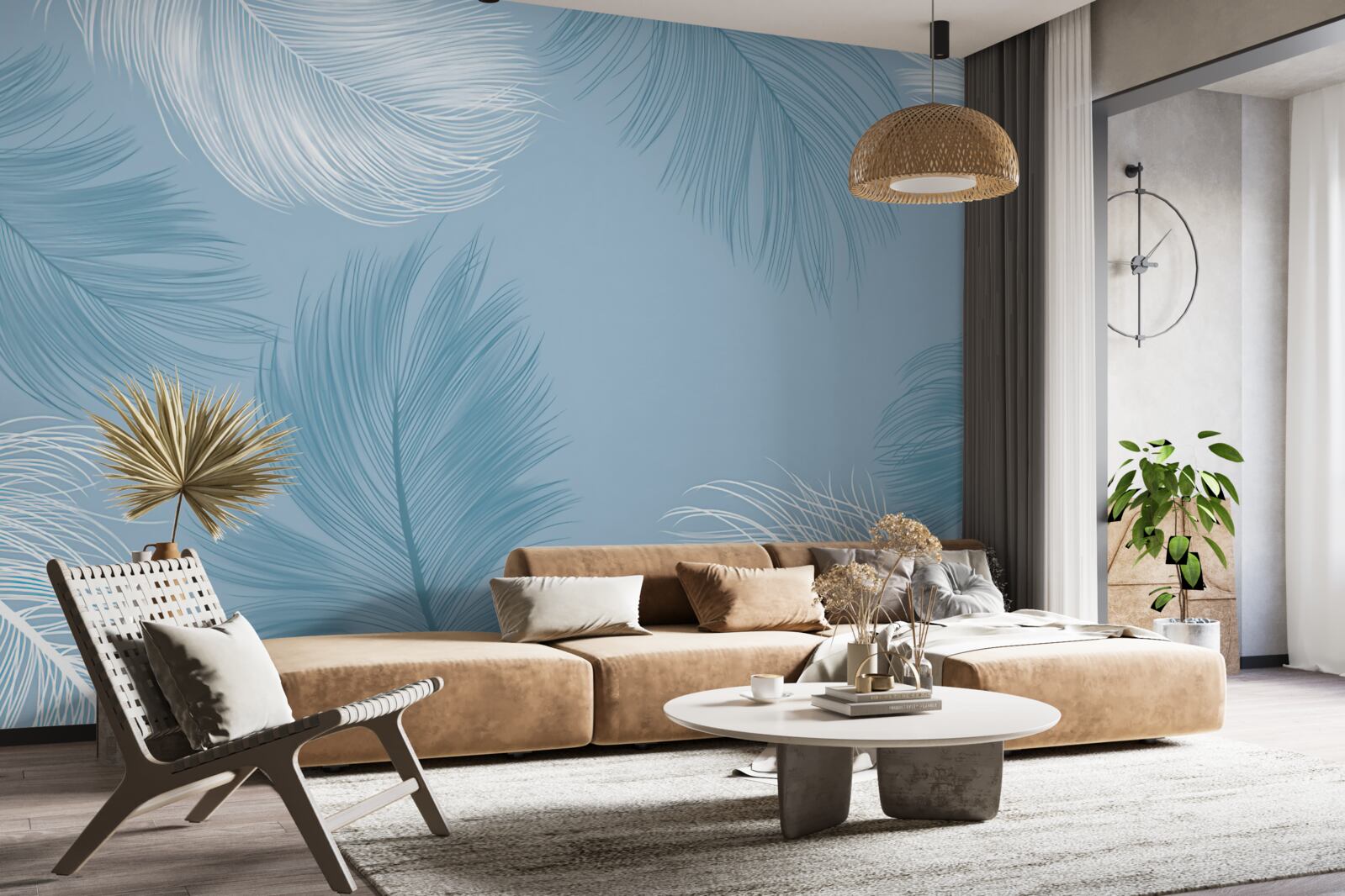 Fotobehang zachte verenachtergrond in de kleur van de lucht