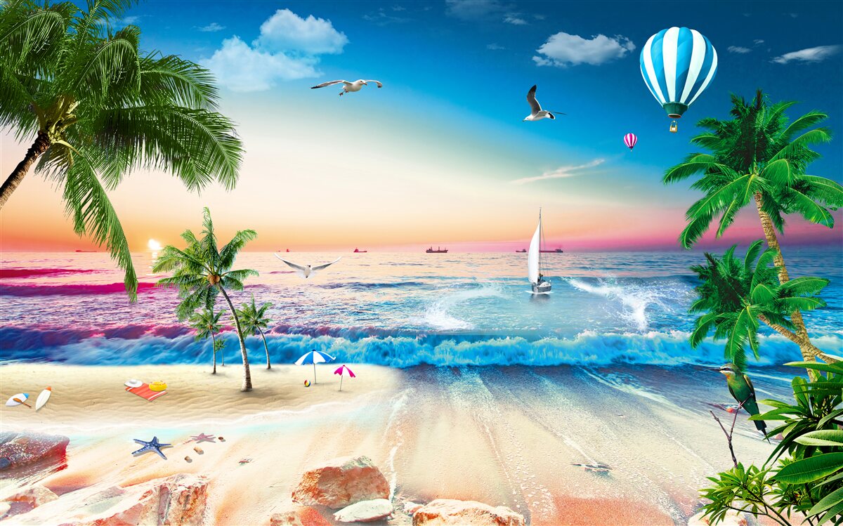 Fotobehang marineschilderij met golf