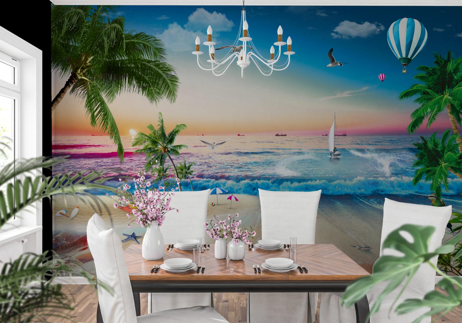 Fotobehang marineschilderij met golf