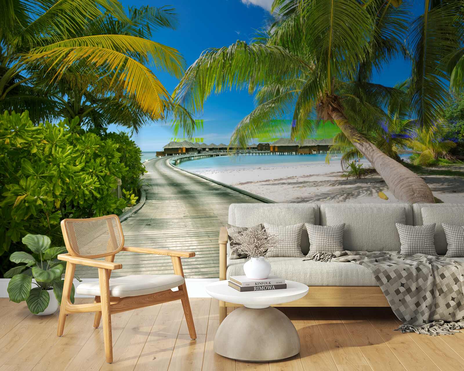 Fotobehang Pad naar huisjes aan zee