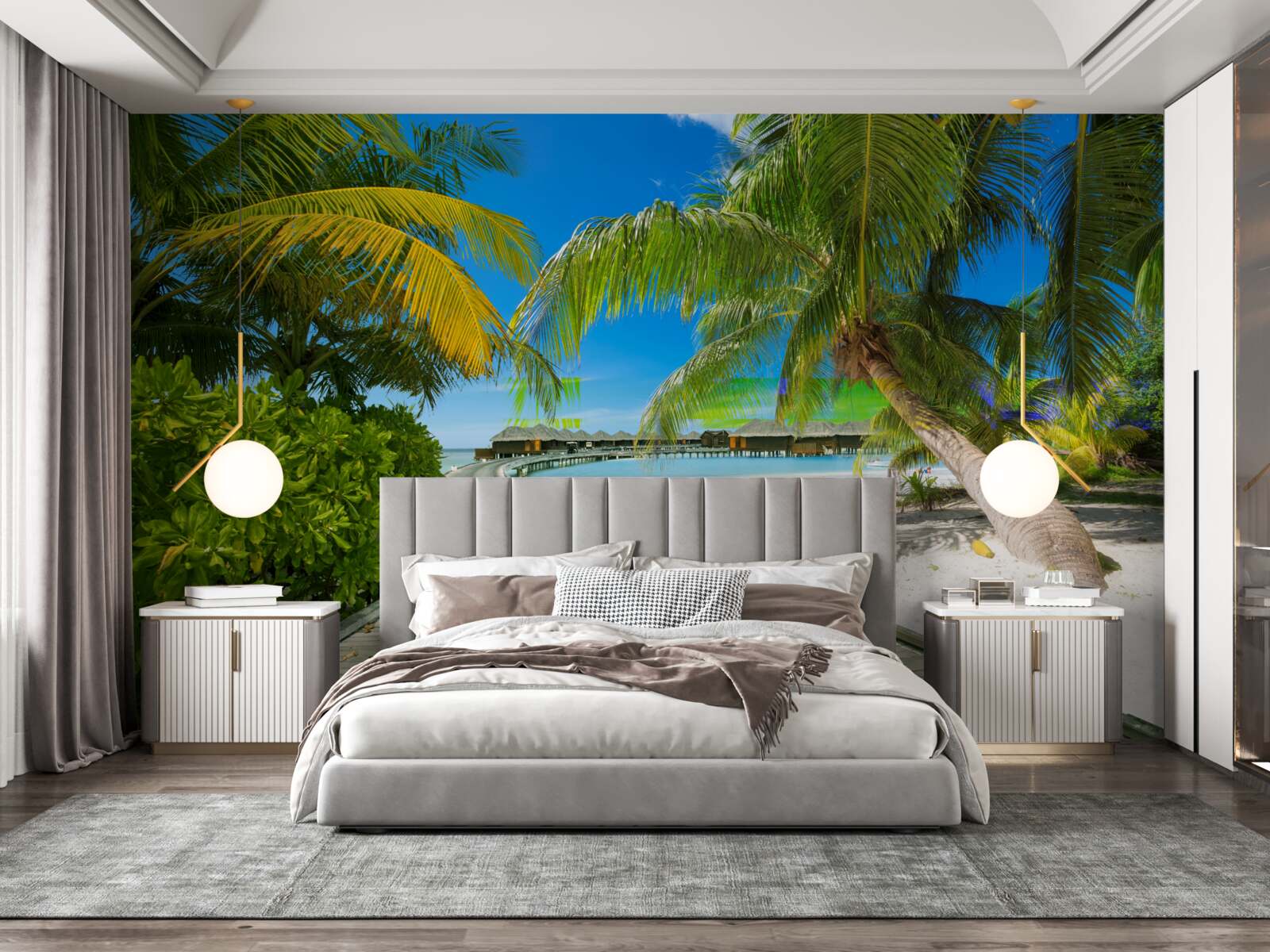 Fotobehang Pad naar huisjes aan zee