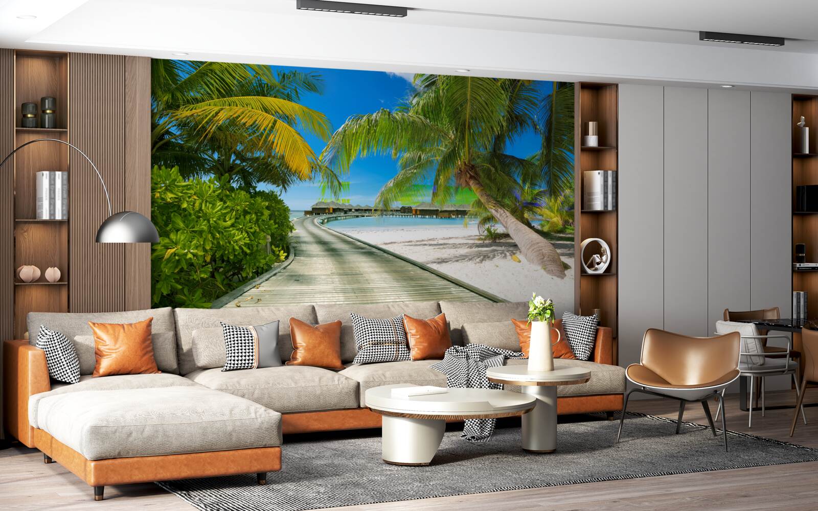 Fotobehang Pad naar huisjes aan zee