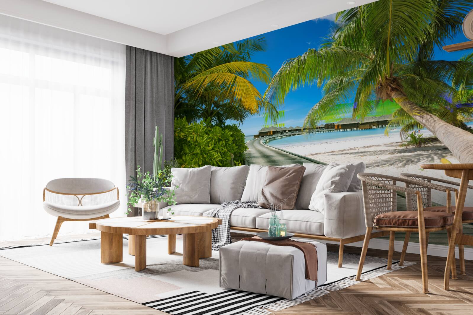 Fotobehang Pad naar huisjes aan zee