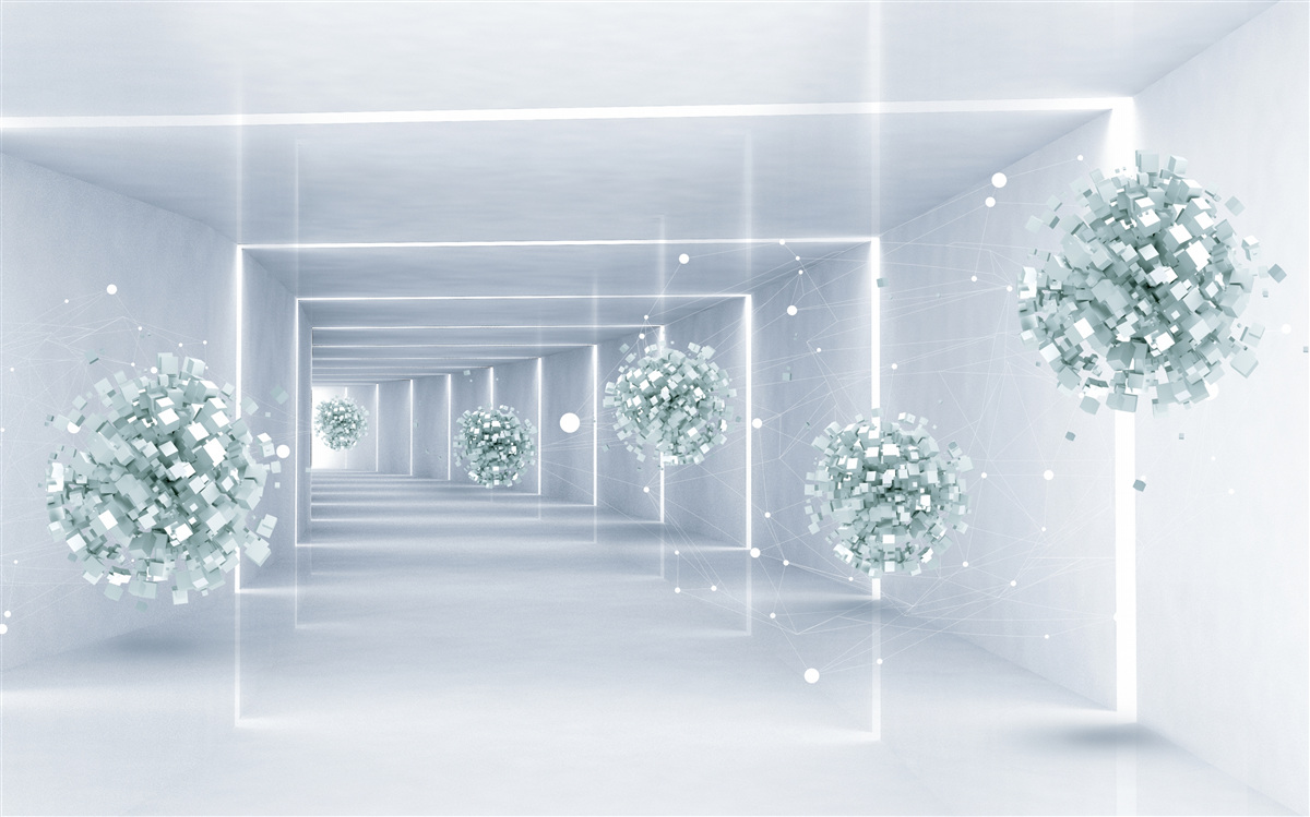 Fotobehang zicht op de tunnel en de bollen die zich in de verte uitstrekken