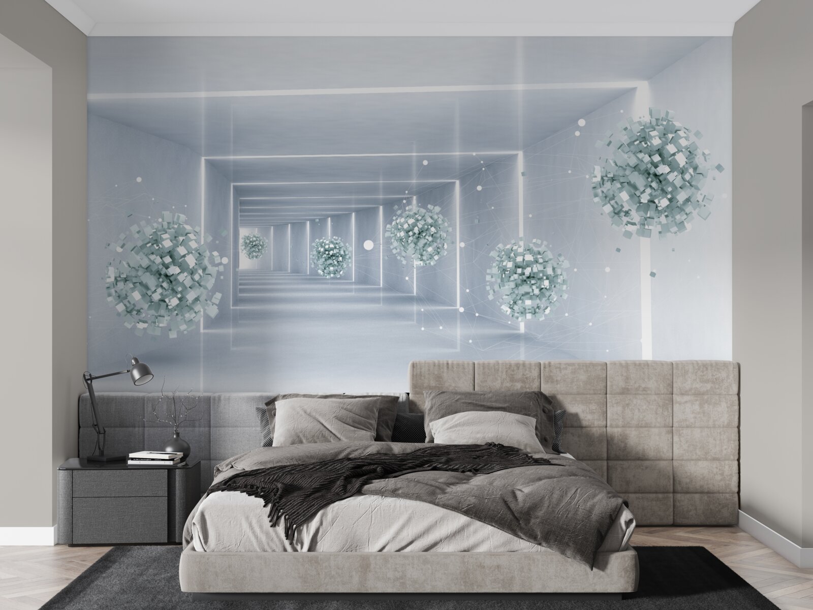 Fotobehang zicht op de tunnel en de bollen die zich in de verte uitstrekken