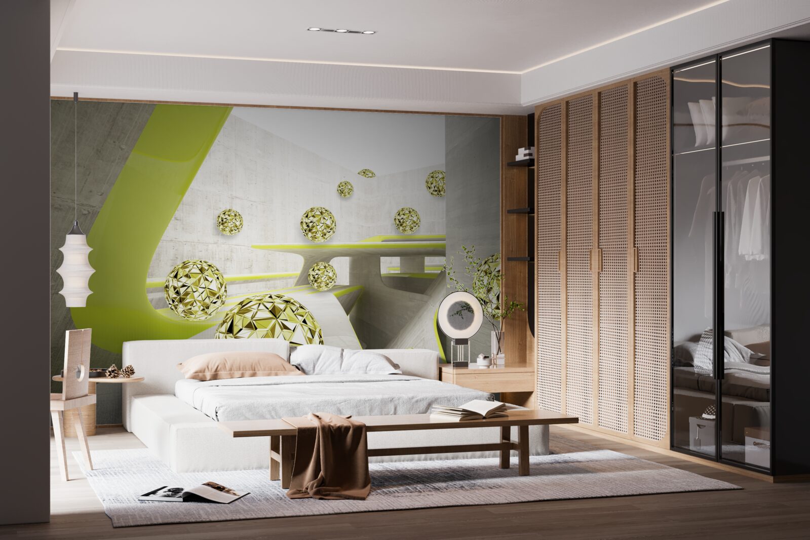 Fotobehang gouden ballen rollen naar beneden