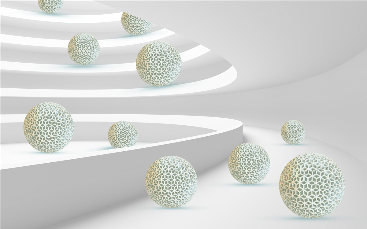 Fotobehang ballen vallen naar beneden in cirkelvormige sporen