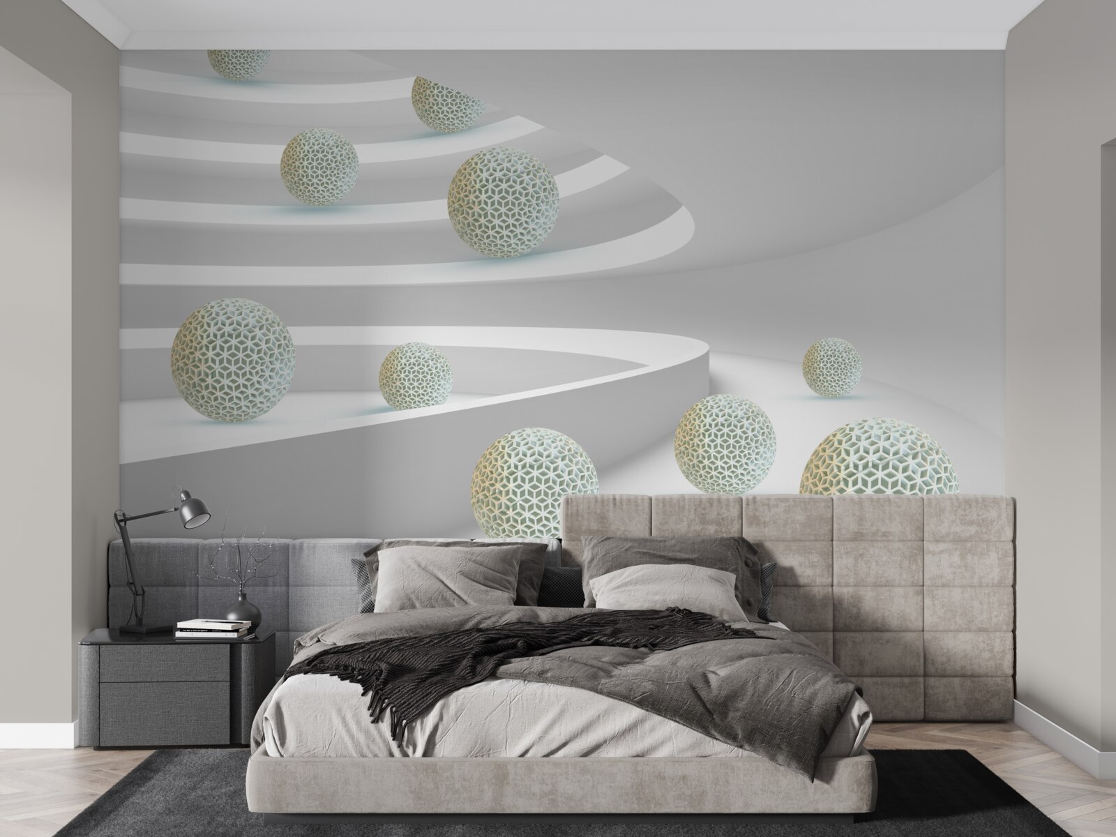 Fotobehang ballen vallen naar beneden in cirkelvormige sporen