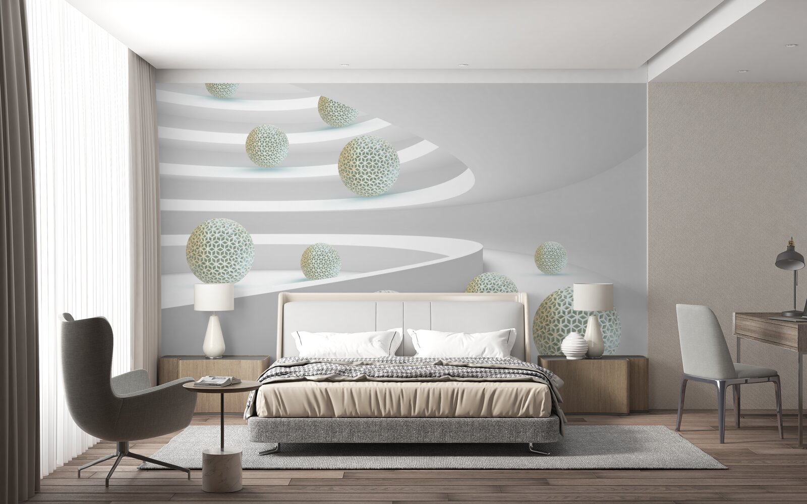 Fotobehang ballen vallen naar beneden in cirkelvormige sporen