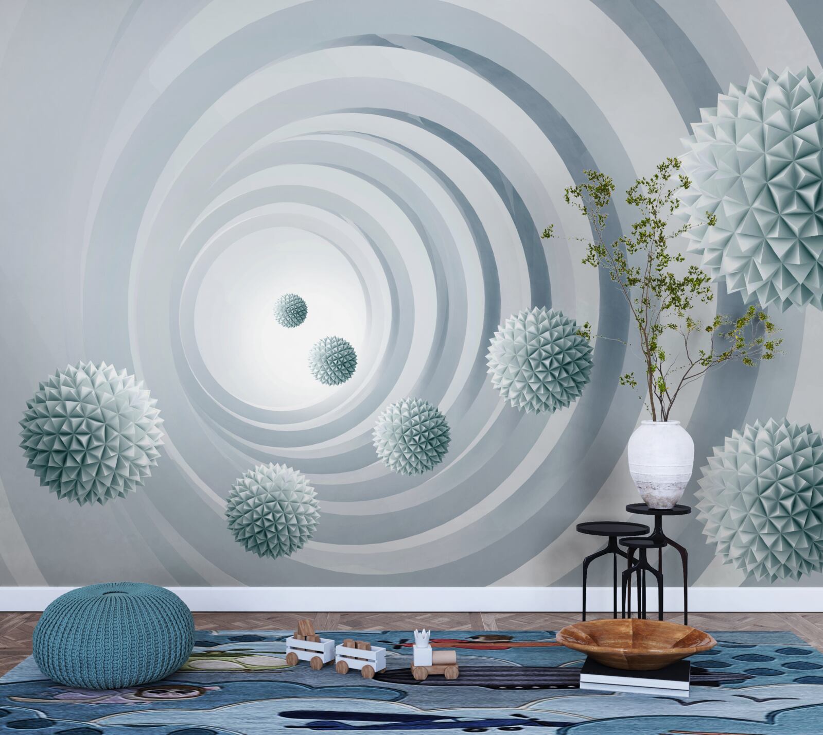 Fotobehang kogels verdwijnen in een cirkelvormige doorgang