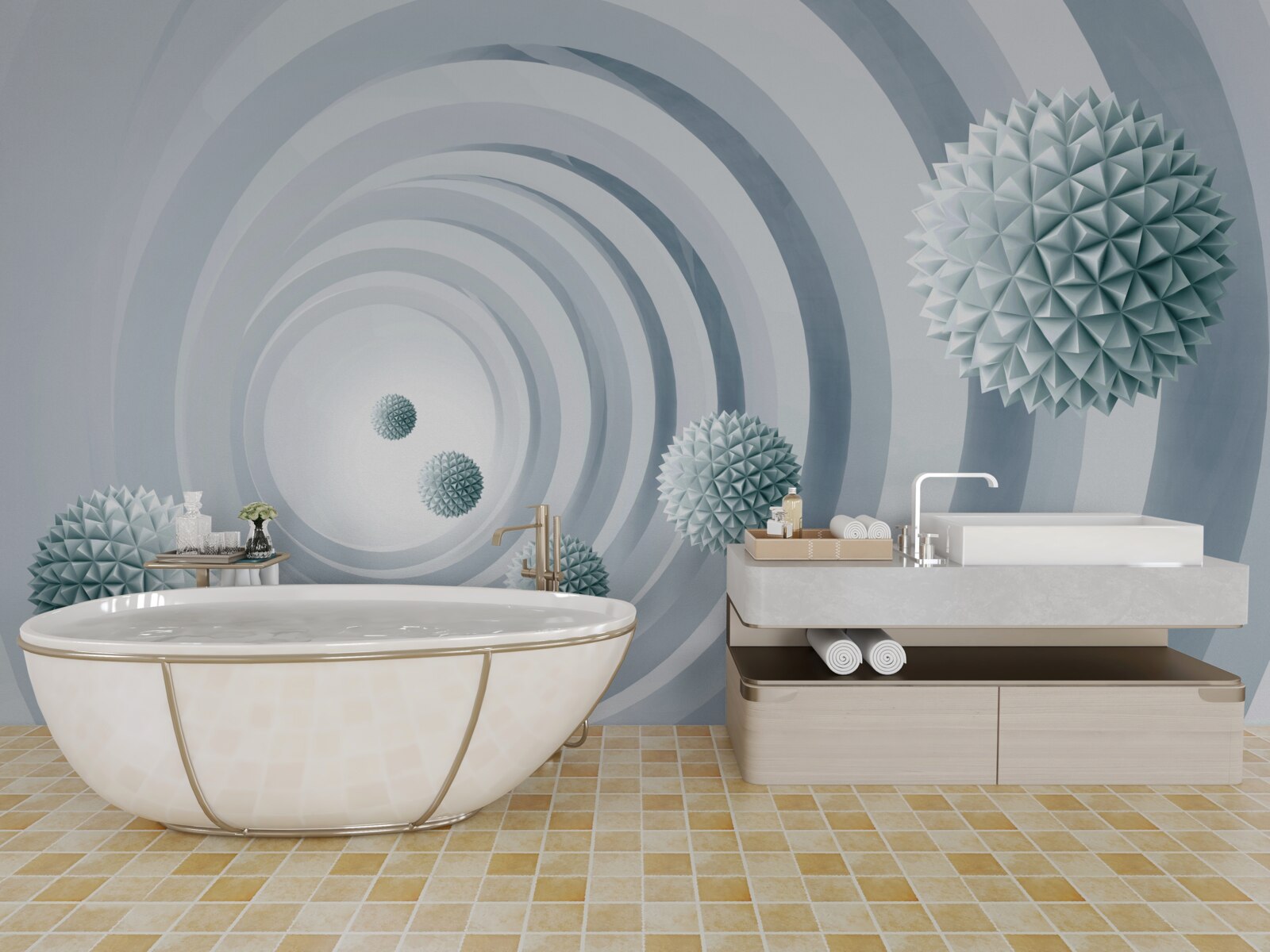 Fotobehang kogels verdwijnen in een cirkelvormige doorgang