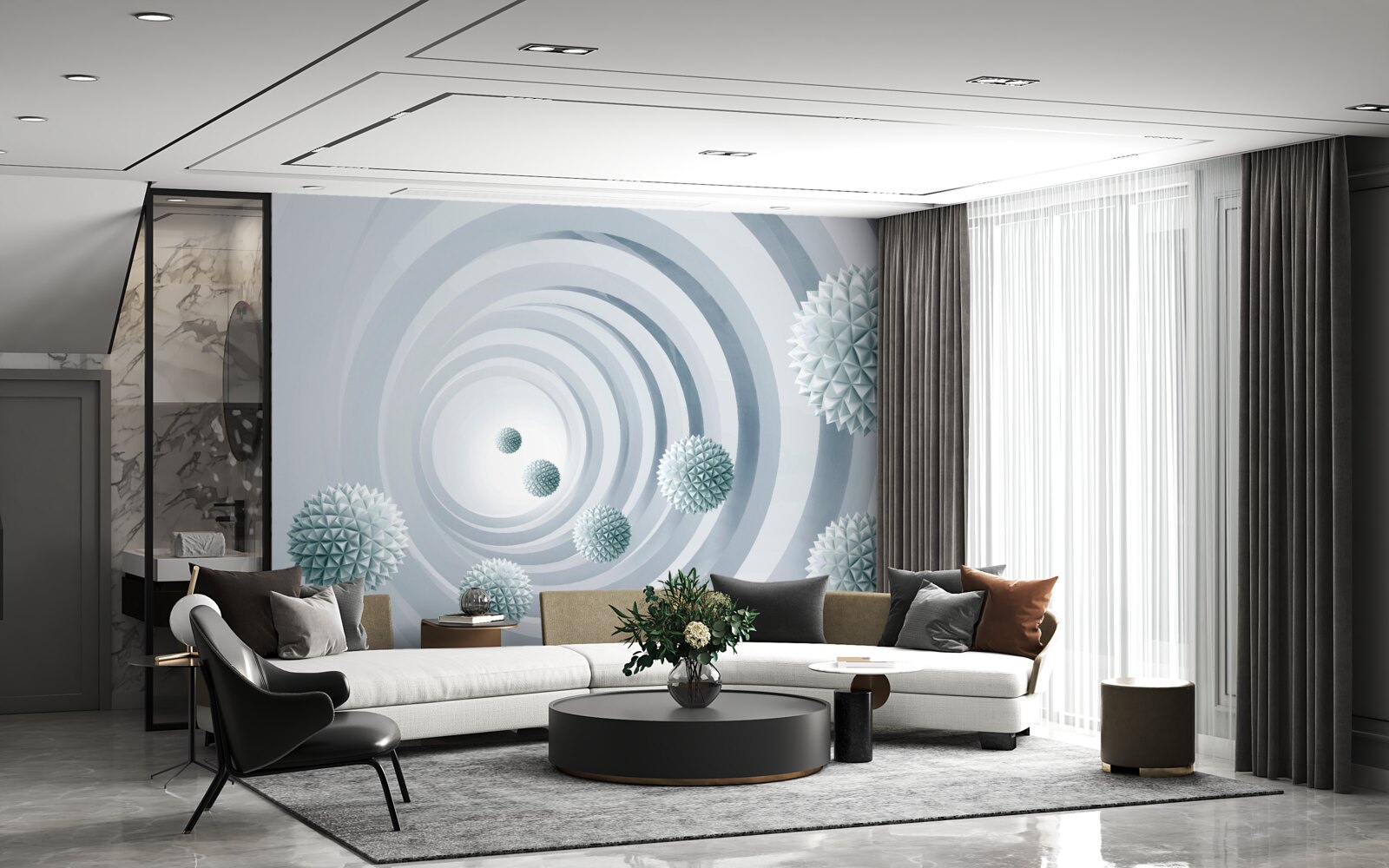 Fotobehang kogels verdwijnen in een cirkelvormige doorgang