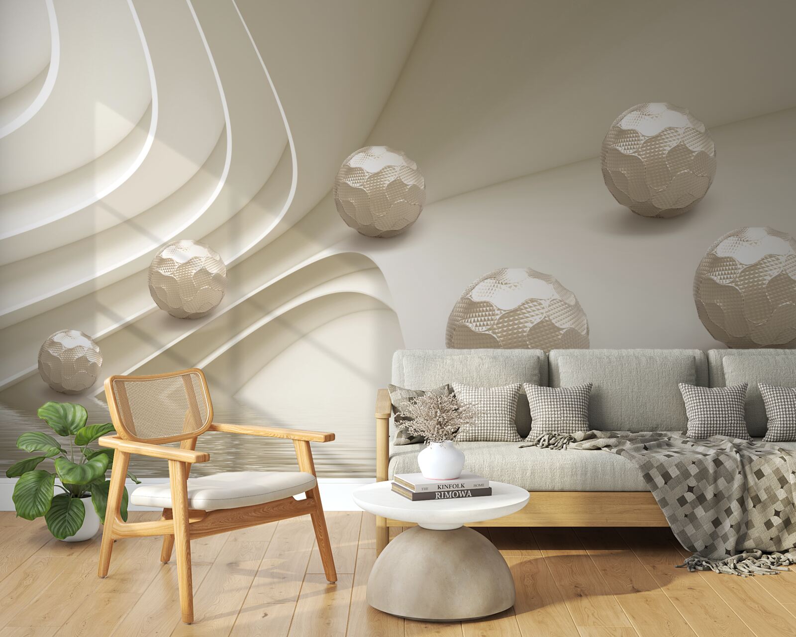 Fotobehang gefacetteerde ballen die bergafwaarts rollen