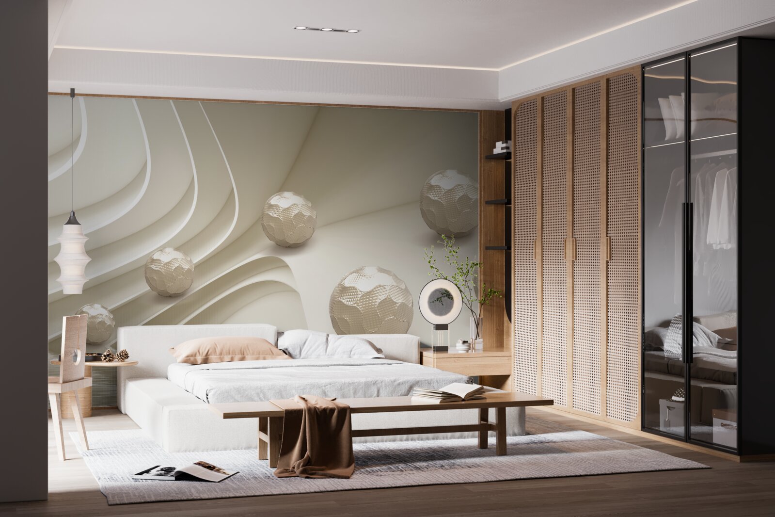 Fotobehang gefacetteerde ballen die bergafwaarts rollen