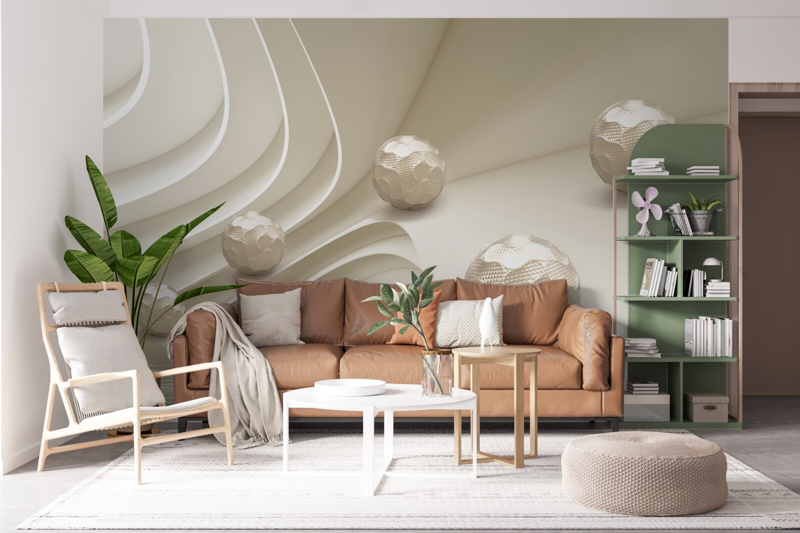 Fotobehang gefacetteerde ballen die bergafwaarts rollen