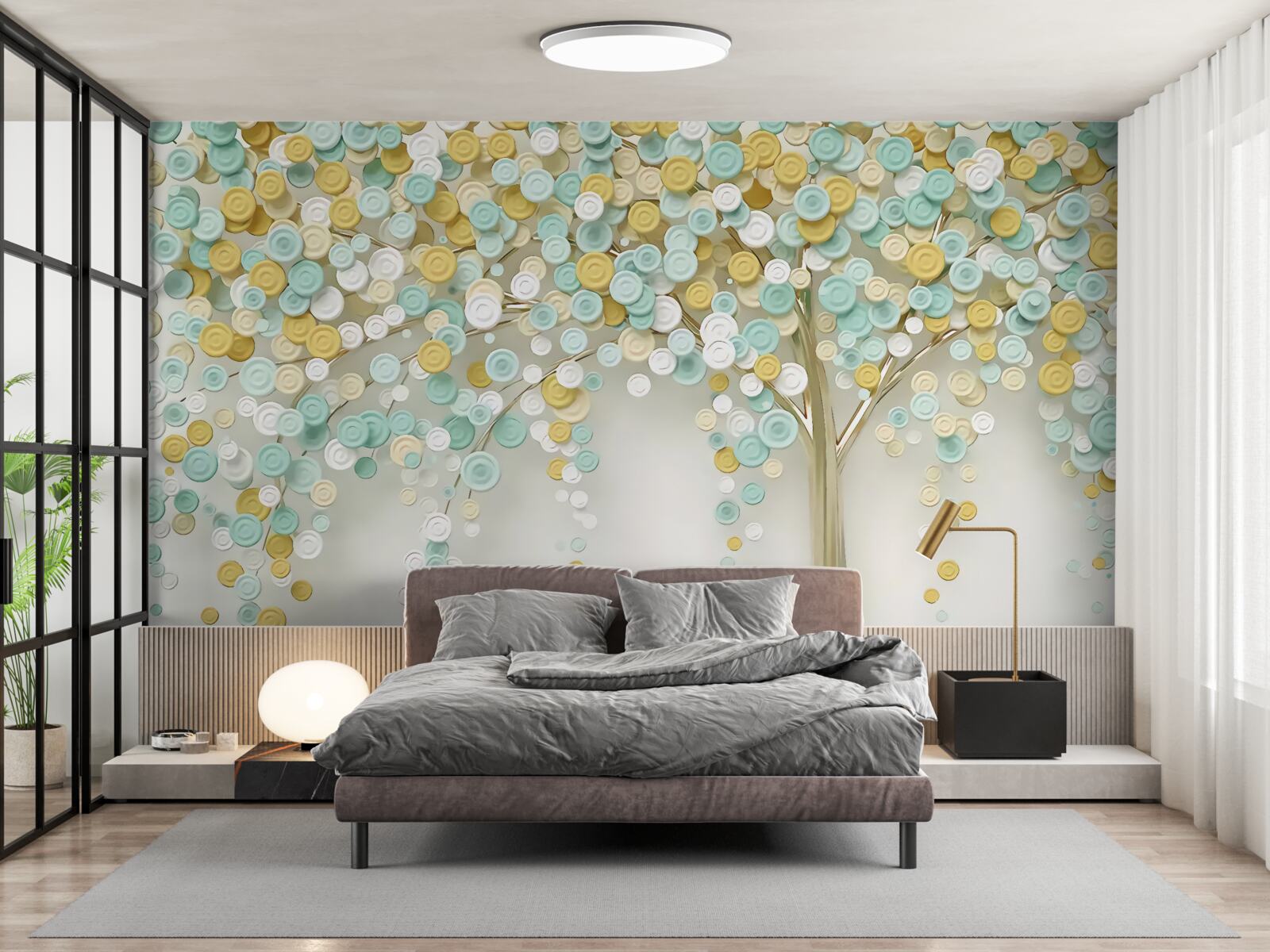 Fotobehang de gloed van zomertinten op hout