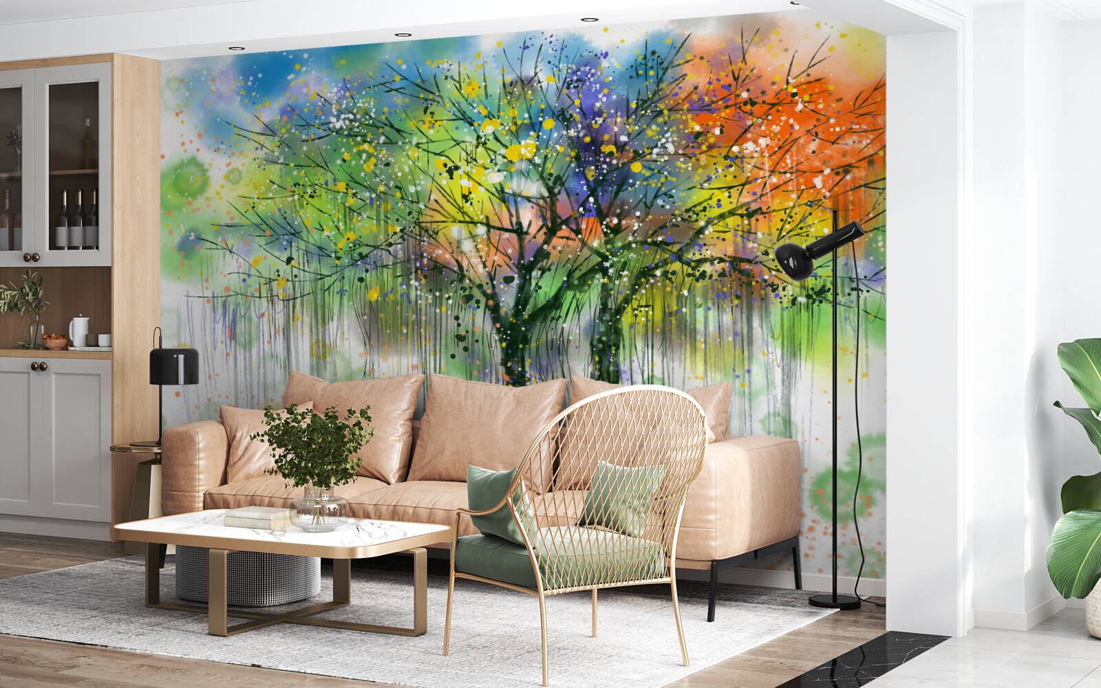 Fotobehang Het herfstbos is vol felle kleuren