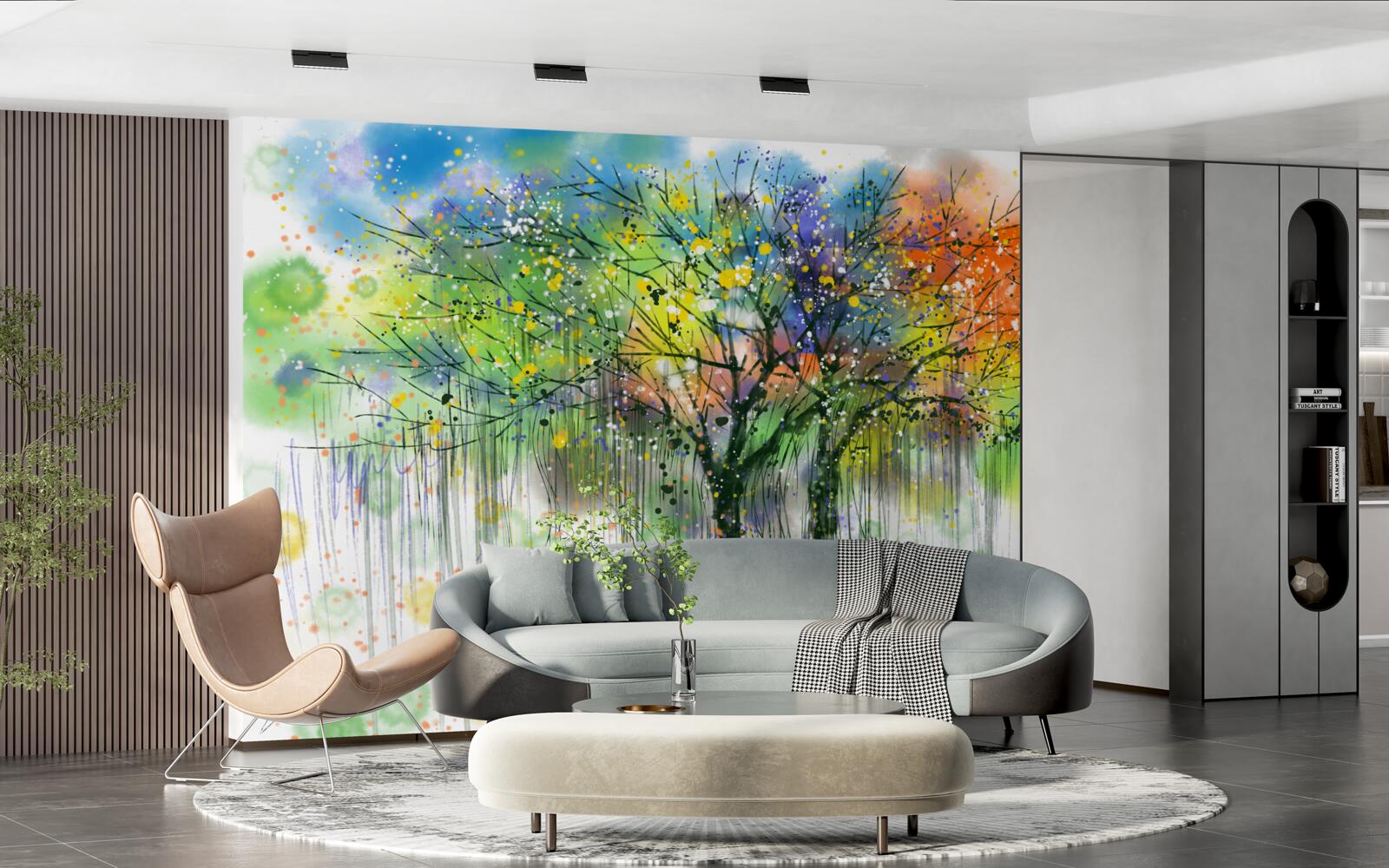 Fotobehang Het herfstbos is vol felle kleuren