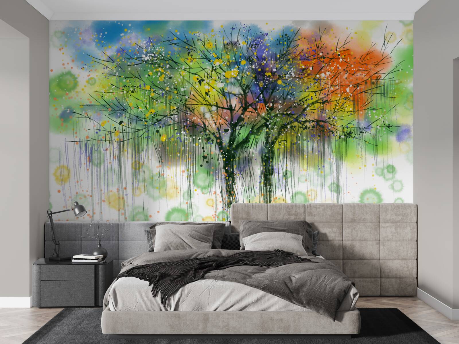 Fotobehang Het herfstbos is vol felle kleuren