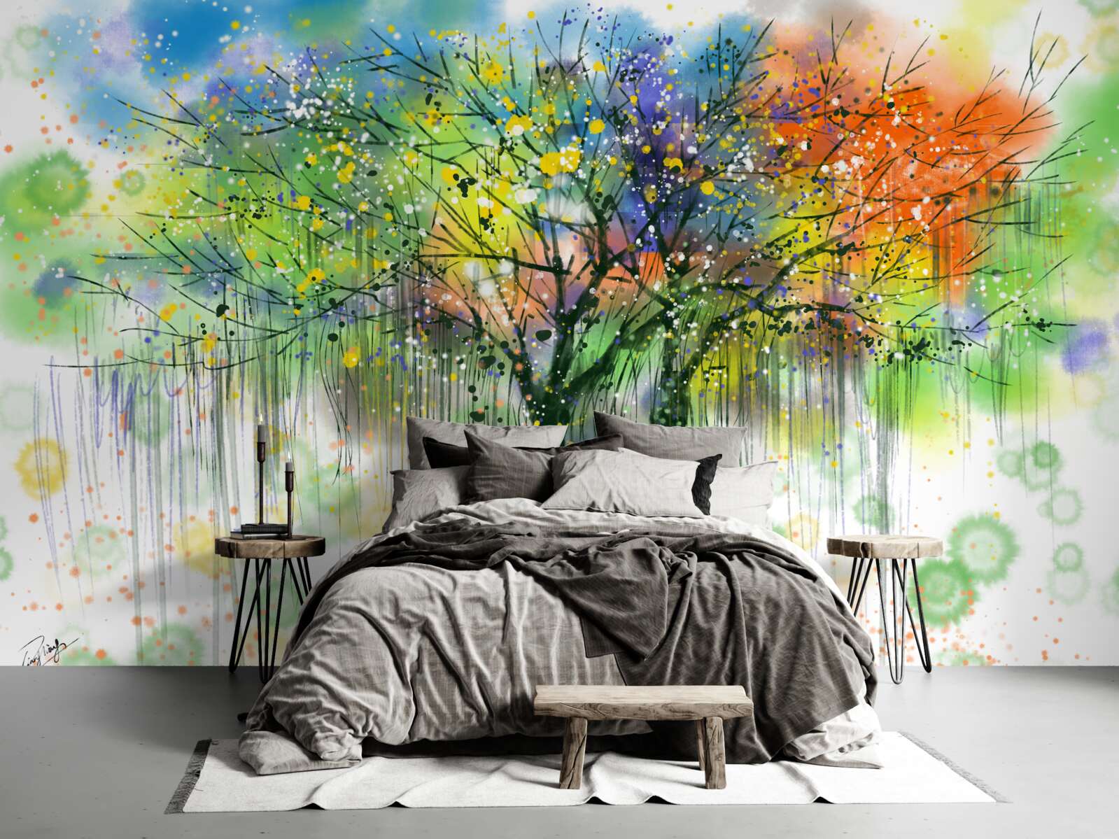 Fotobehang Het herfstbos is vol felle kleuren