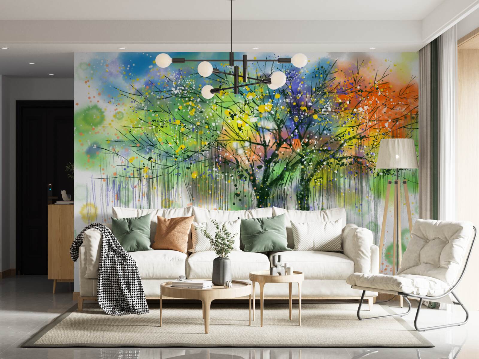 Fotobehang Het herfstbos is vol felle kleuren