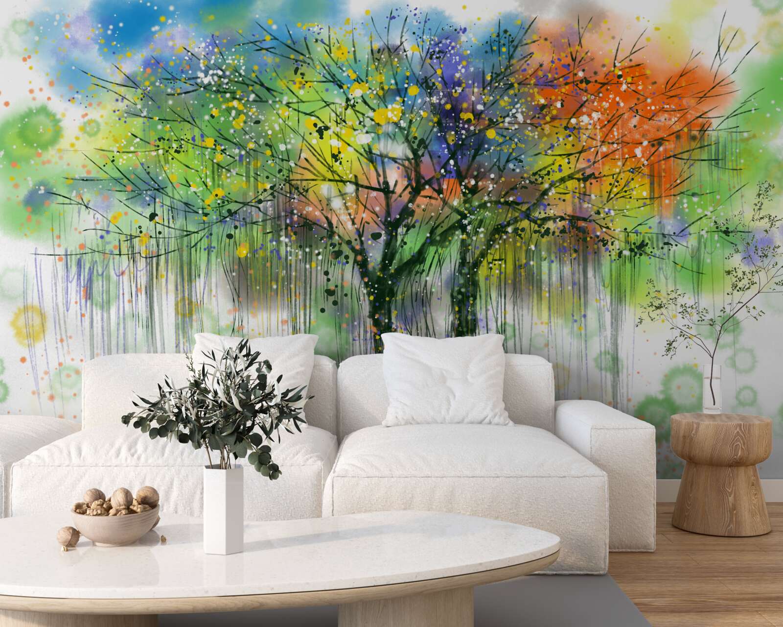 Fotobehang Het herfstbos is vol felle kleuren