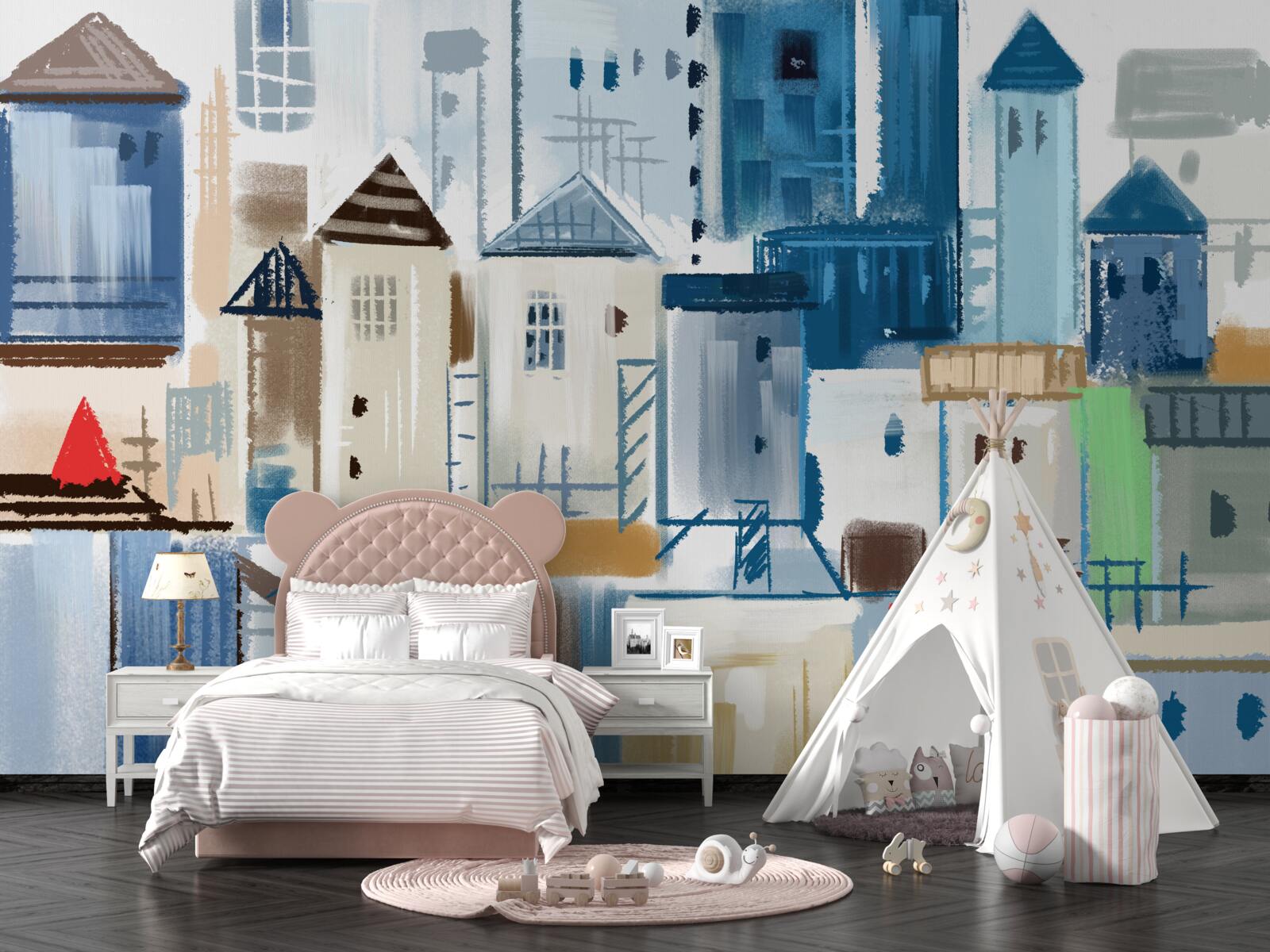 Fotobehang geanimeerde stadsarchitectuur