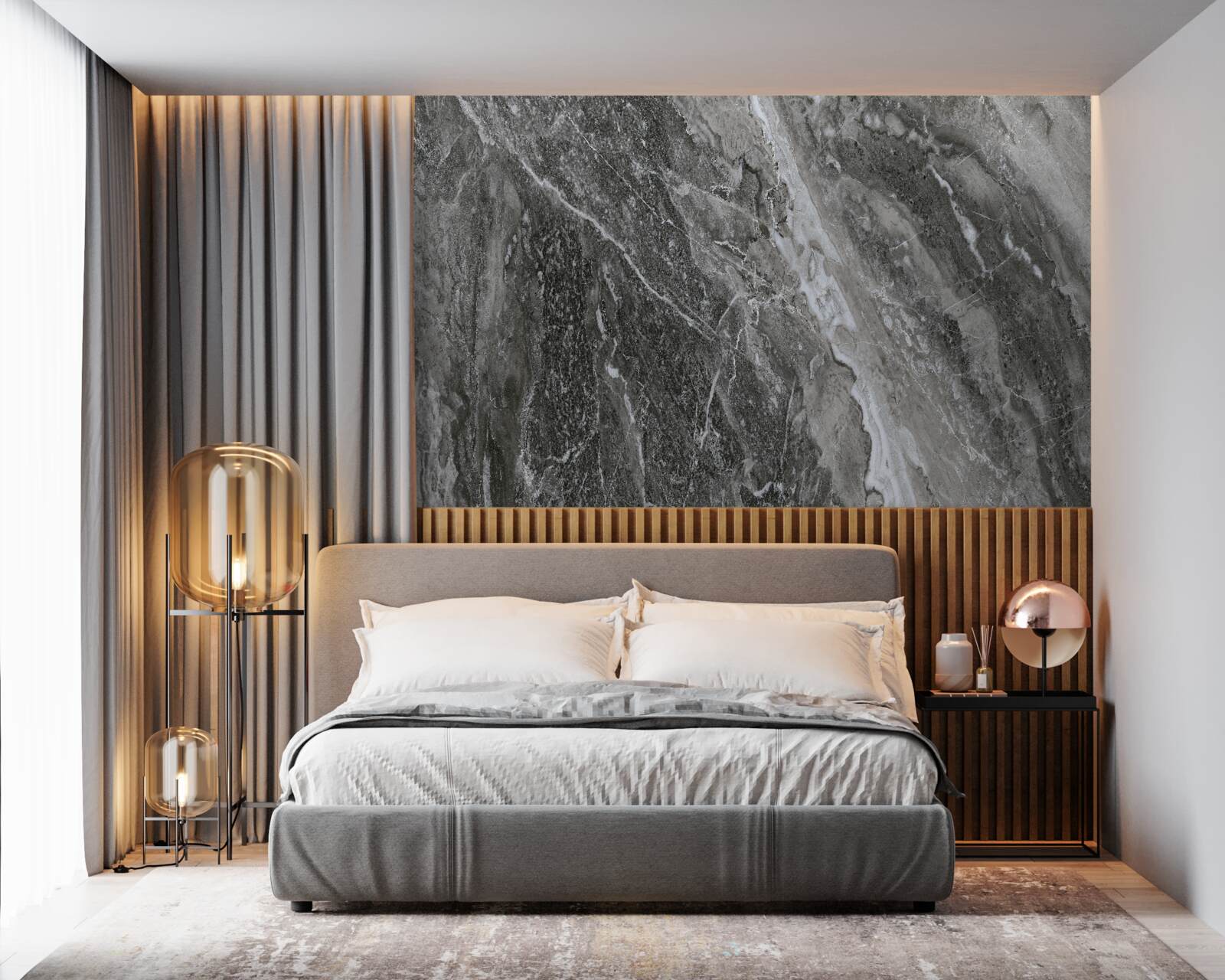 Fotobehang marmeren abstractie in het geraas van de donder