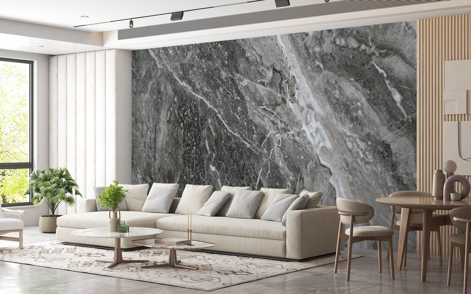 Fotobehang marmeren abstractie in het geraas van de donder