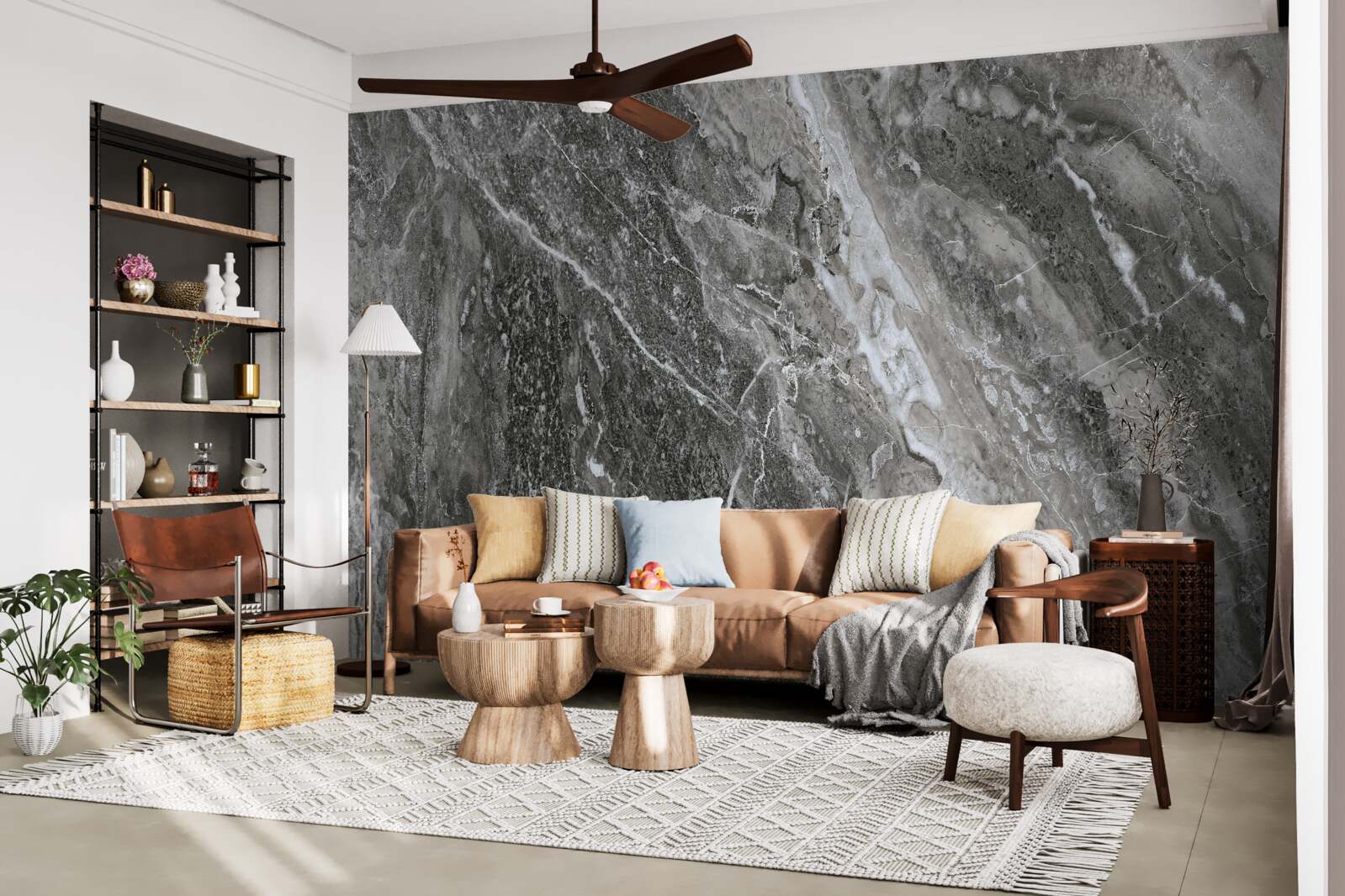 Fotobehang marmeren abstractie in het geraas van de donder