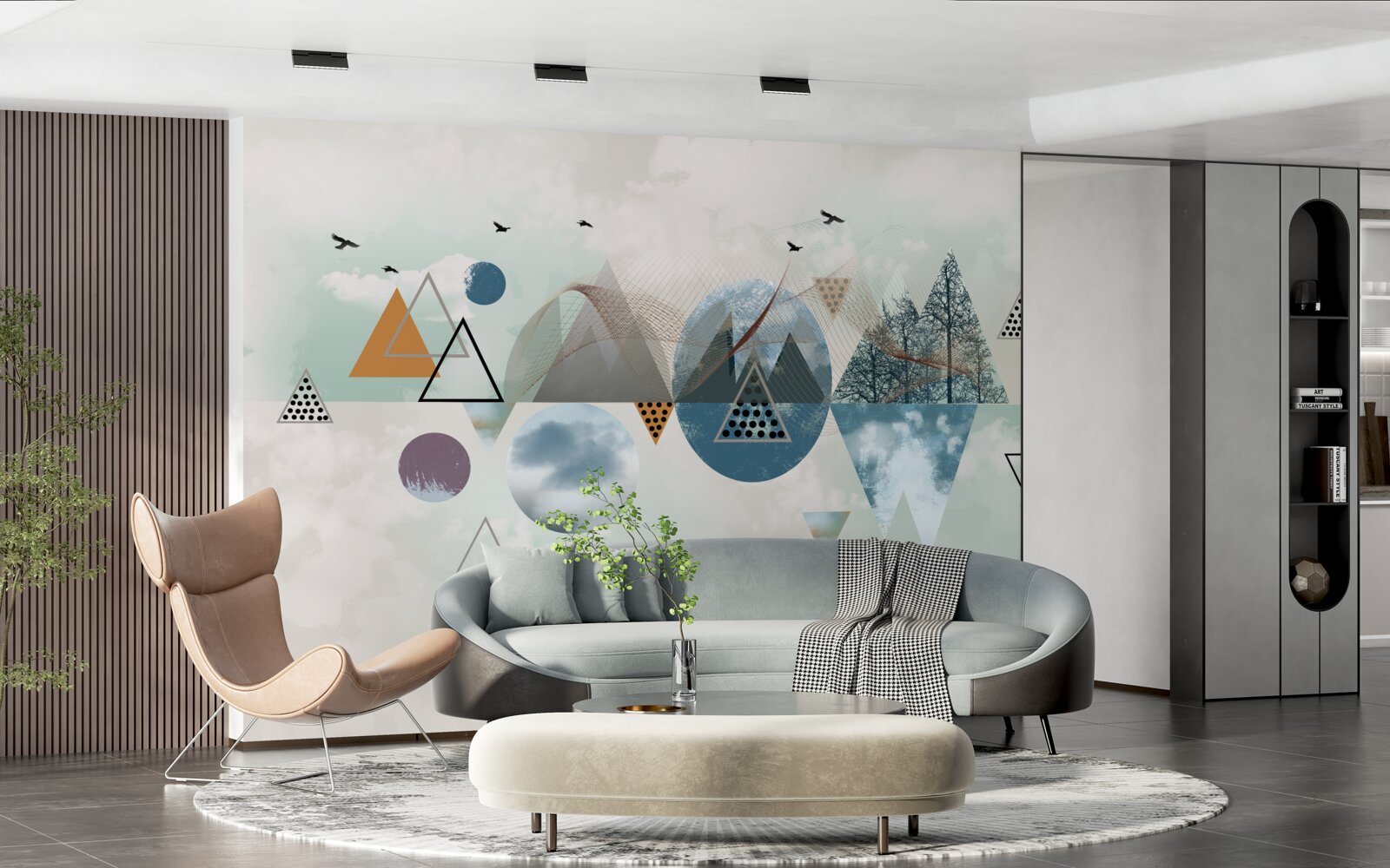 Fotobehang een bos in de bergen en een azuurblauwe hemel