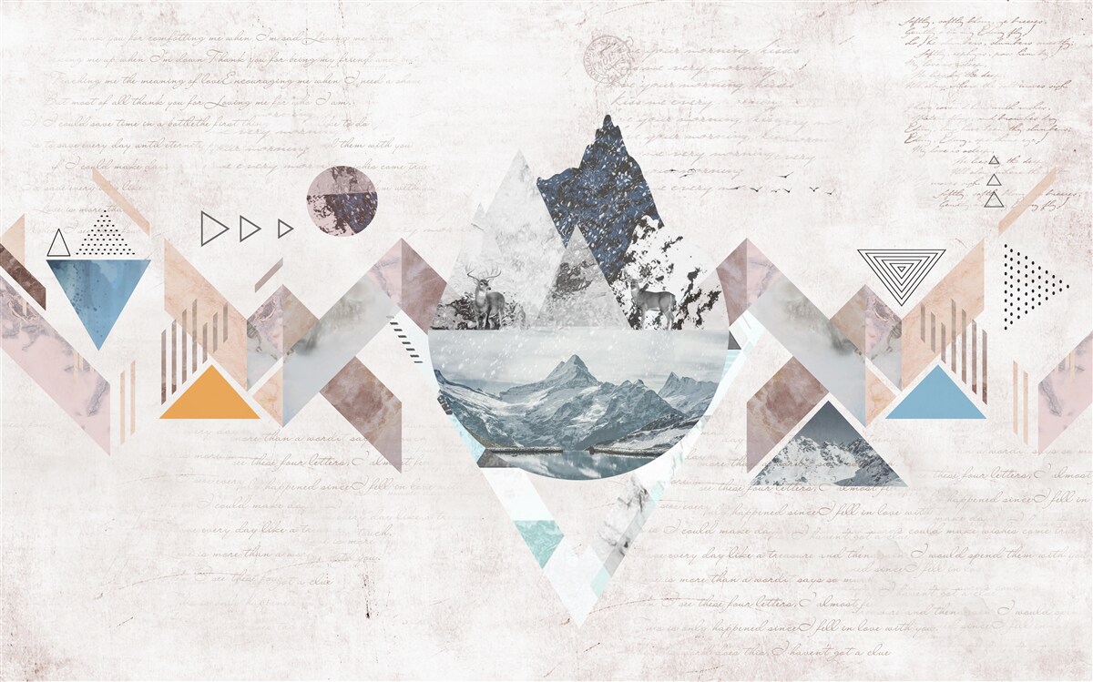 Fotobehang winterschets van woedende waterchaos