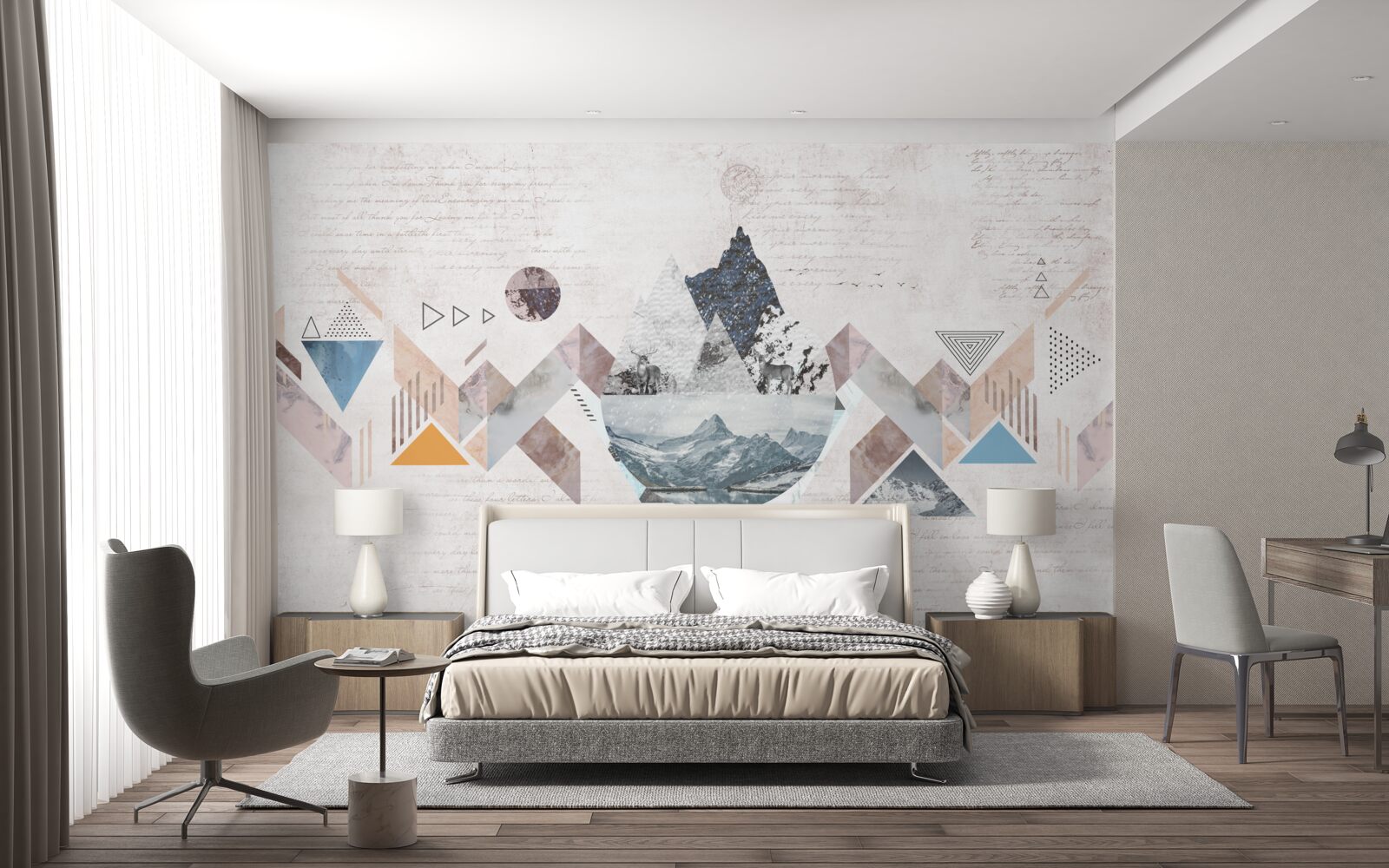 Fotobehang winterschets van woedende waterchaos