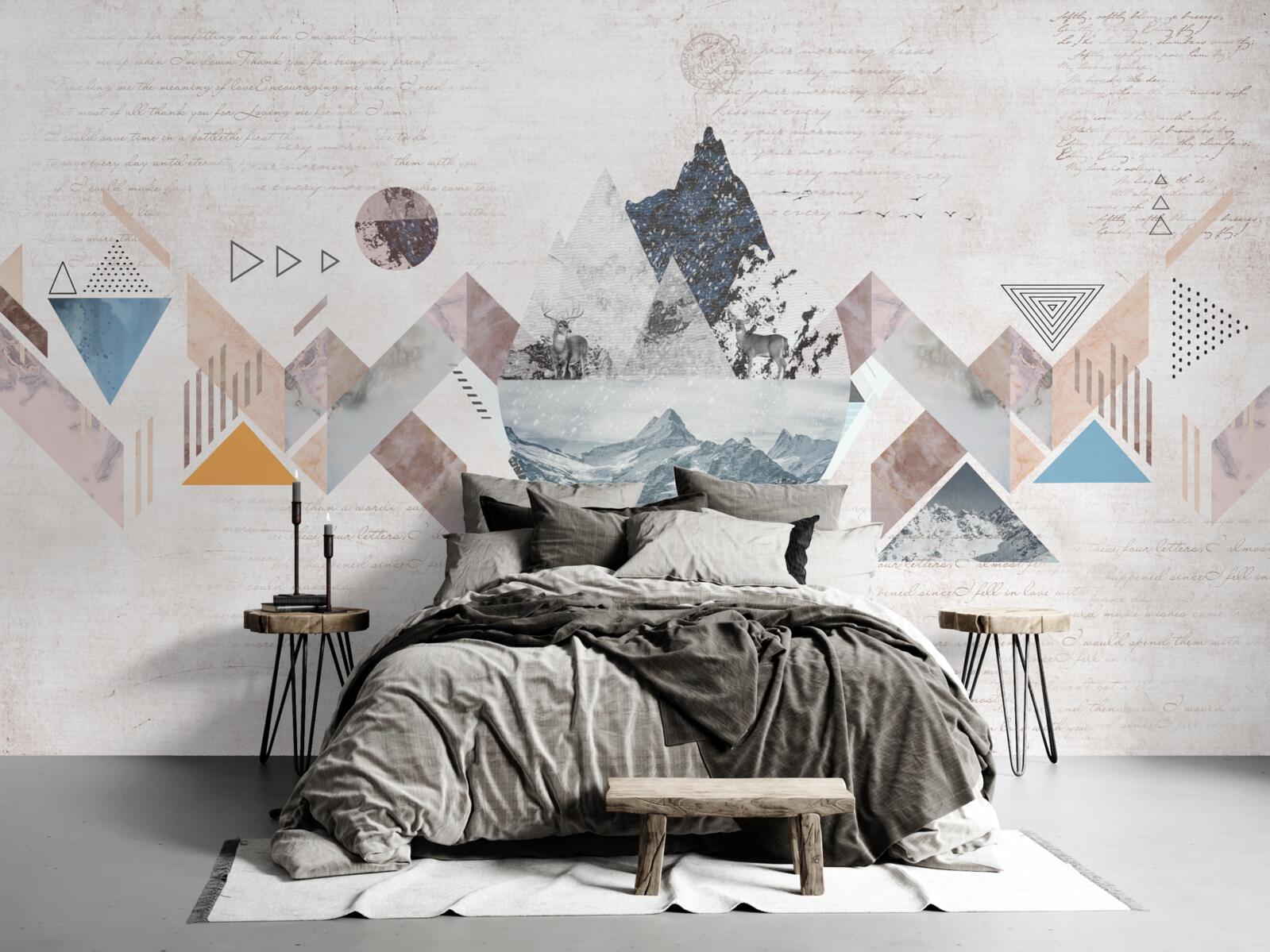 Fotobehang winterschets van woedende waterchaos