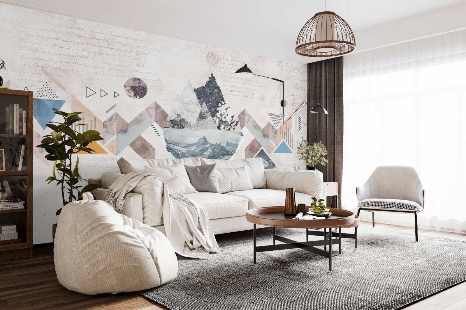 Fotobehang winterschets van woedende waterchaos