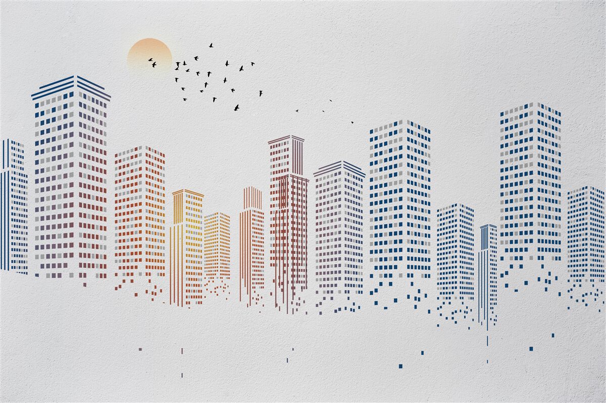 Fotobehang hedendaagse stadspanorama's