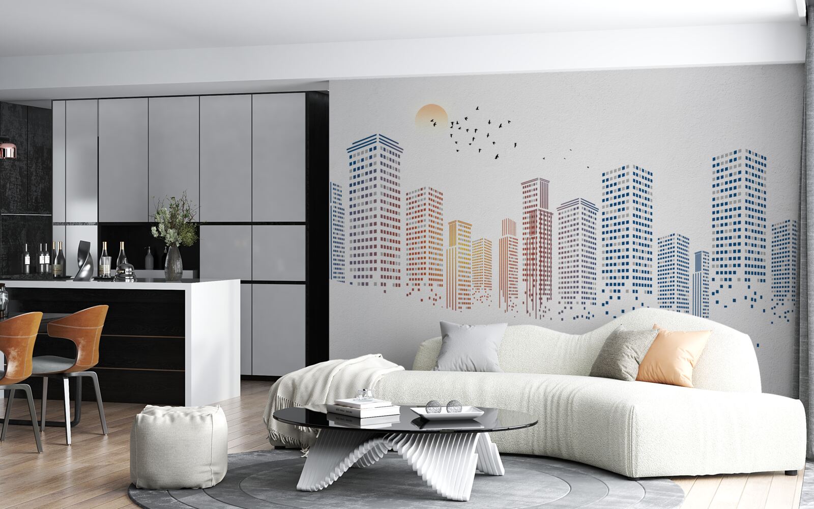 Fotobehang hedendaagse stadspanorama's