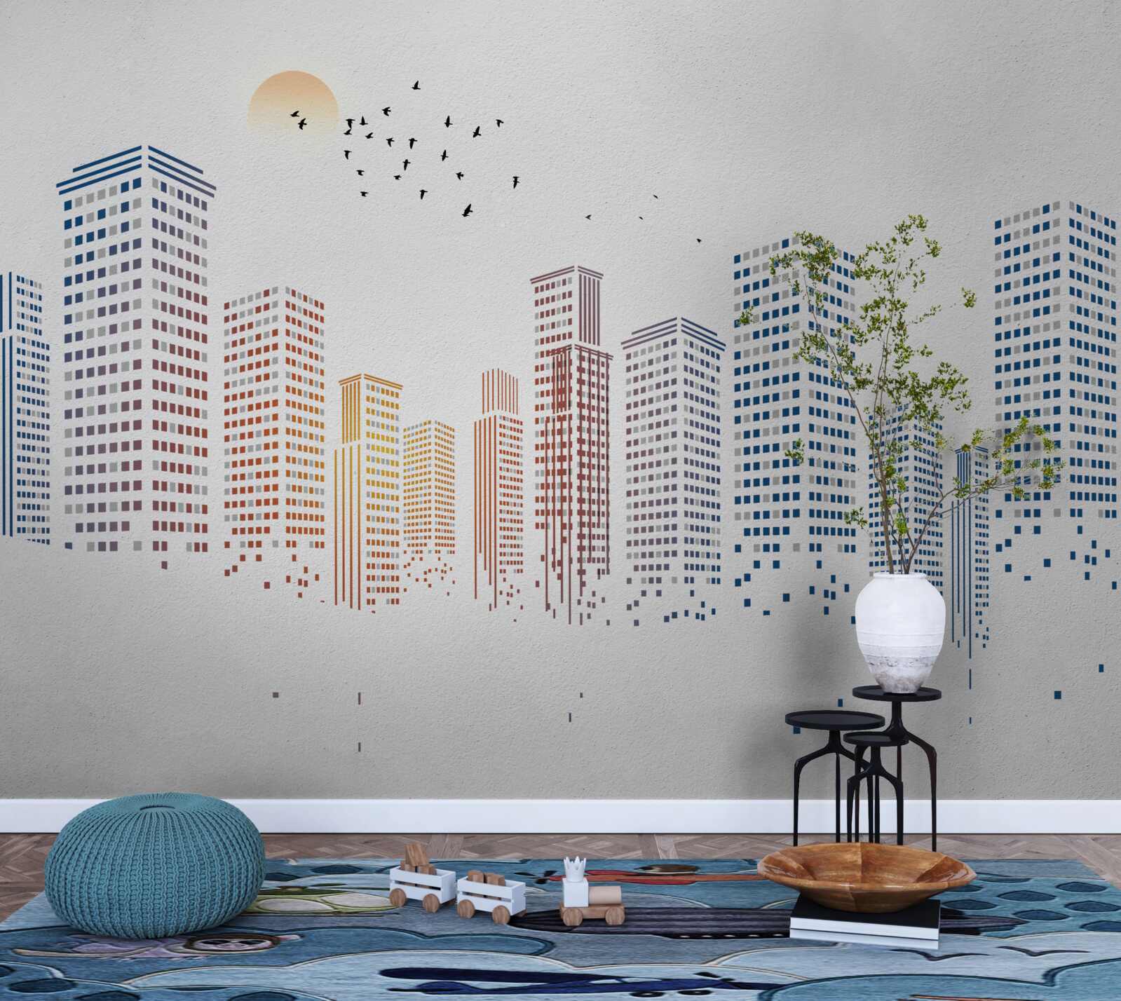 Fotobehang hedendaagse stadspanorama's