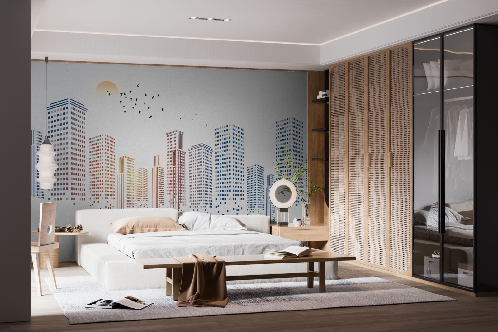 Fotobehang hedendaagse stadspanorama's