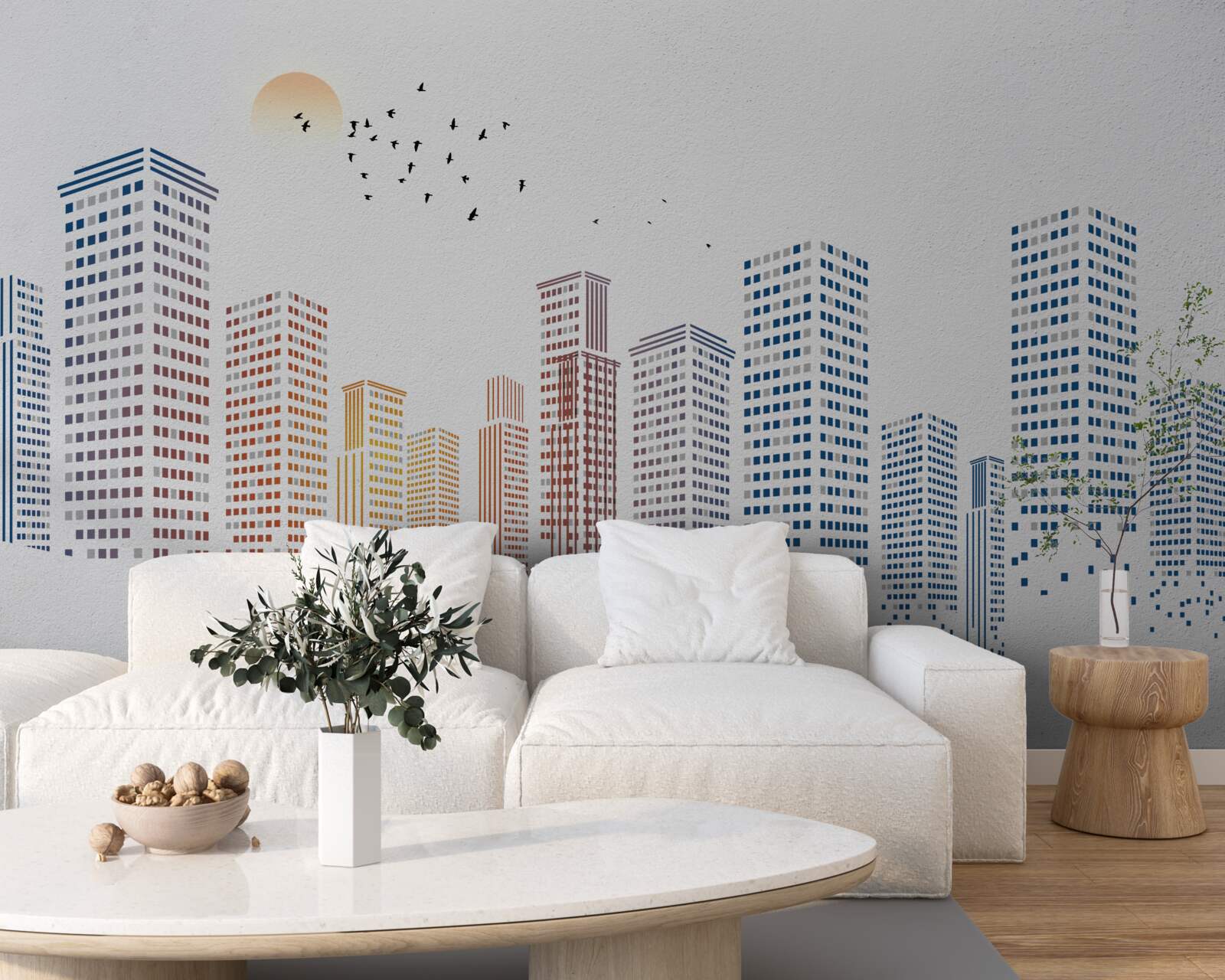 Fotobehang hedendaagse stadspanorama's