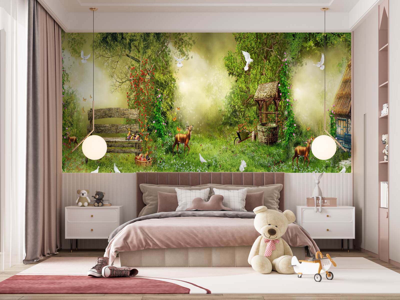 Fotobehang magisch huisje tussen de bomen