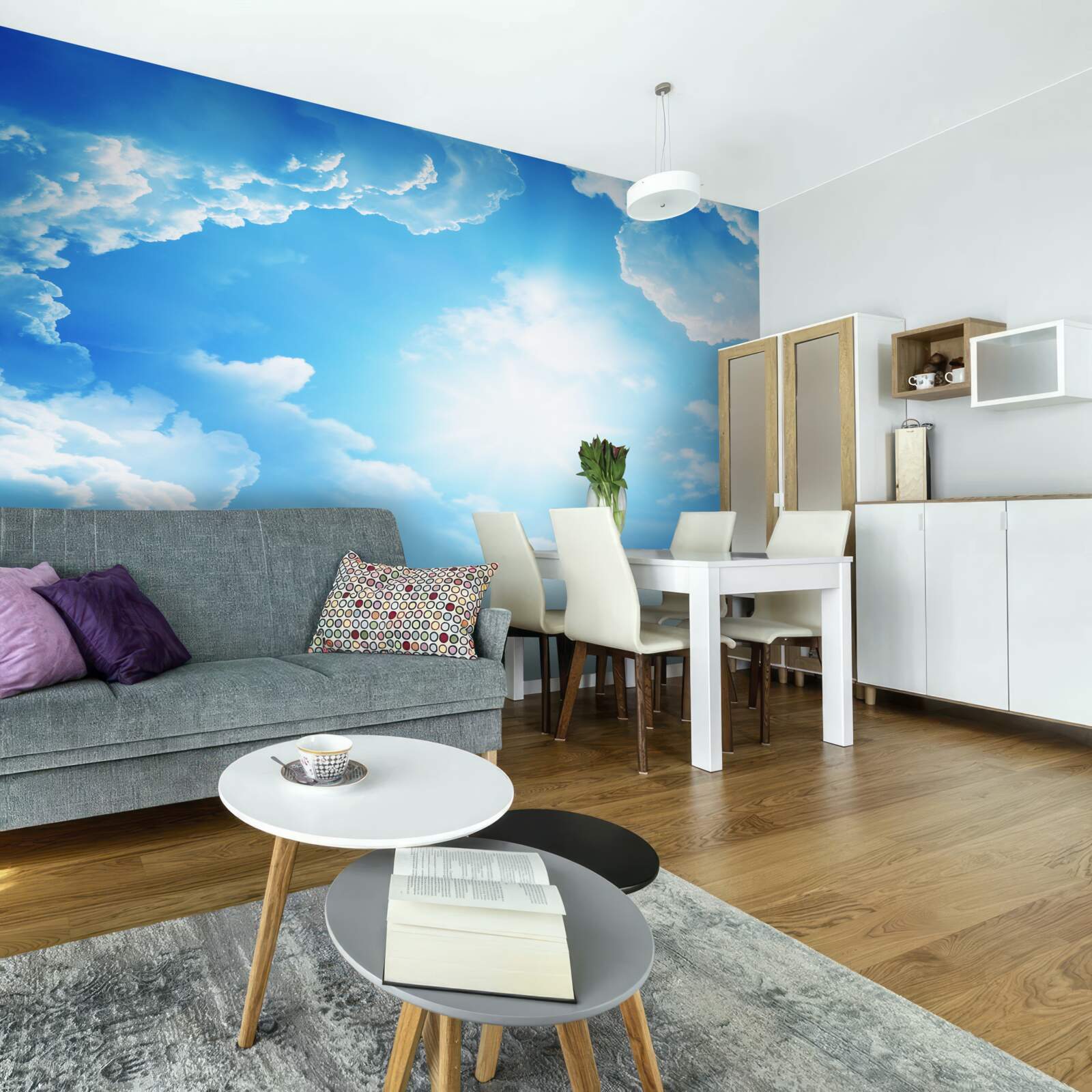 Fotobehang betoverende hemel verlicht de felle zon