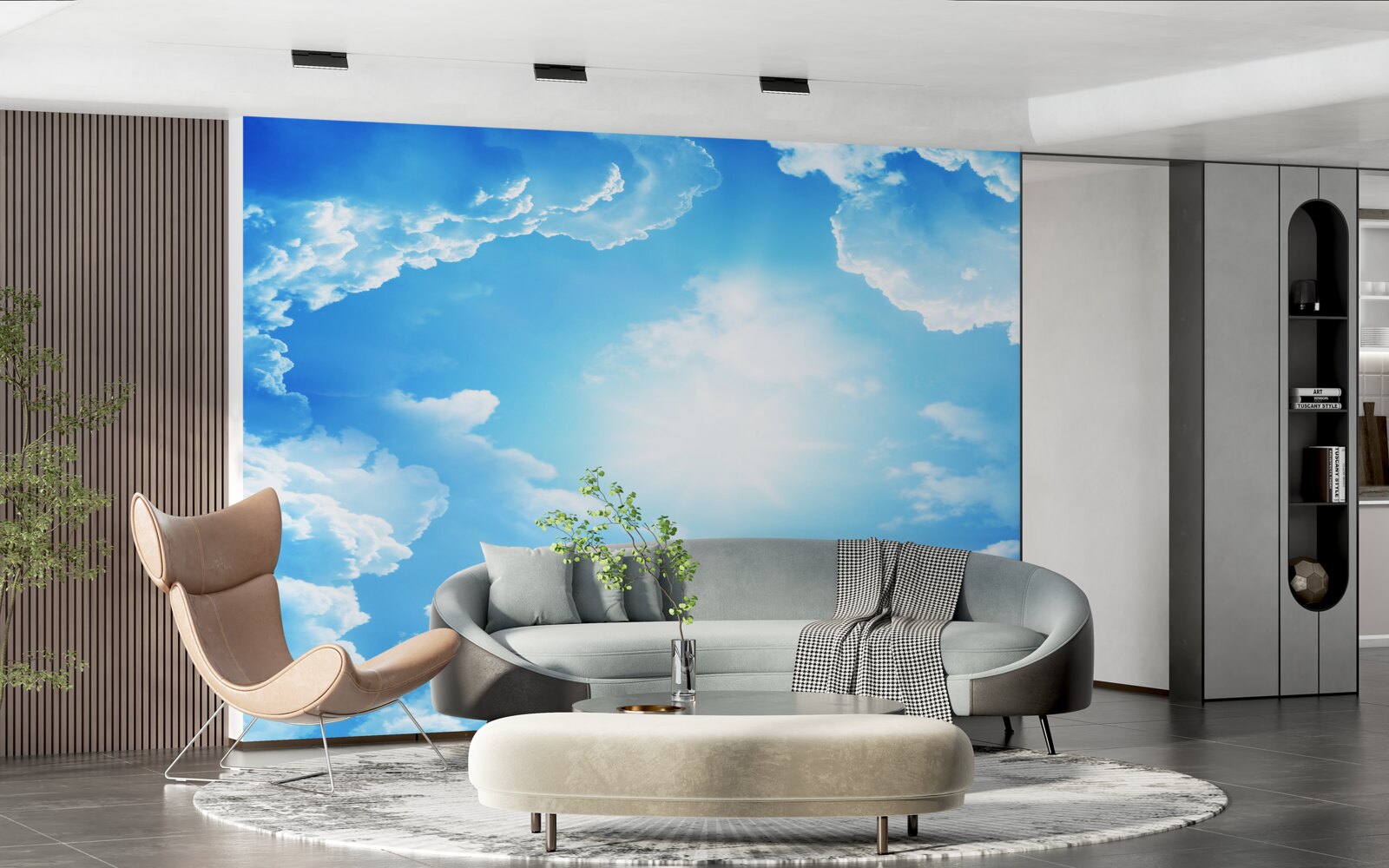 Fotobehang betoverende hemel verlicht de felle zon