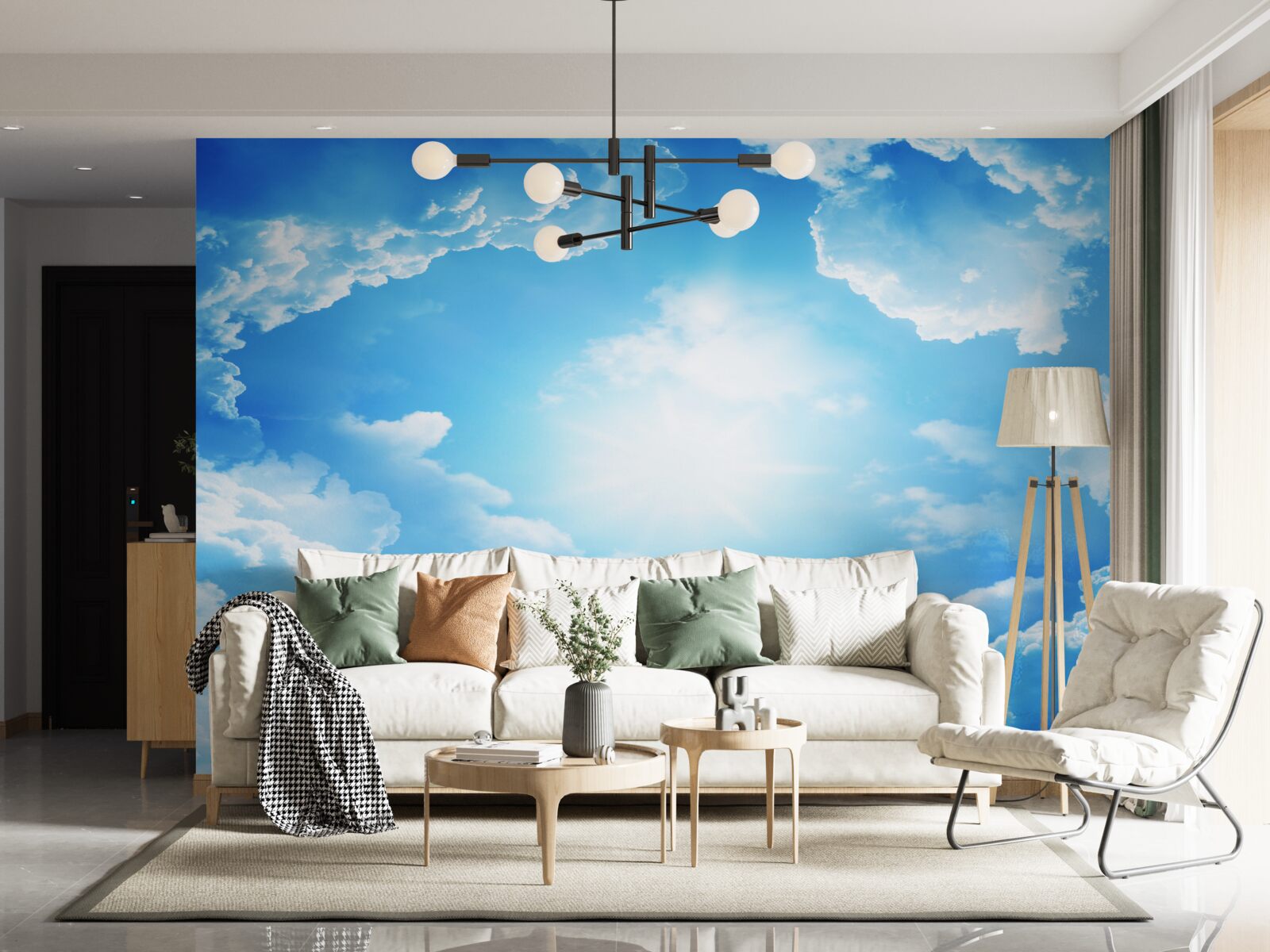 Fotobehang betoverende hemel verlicht de felle zon