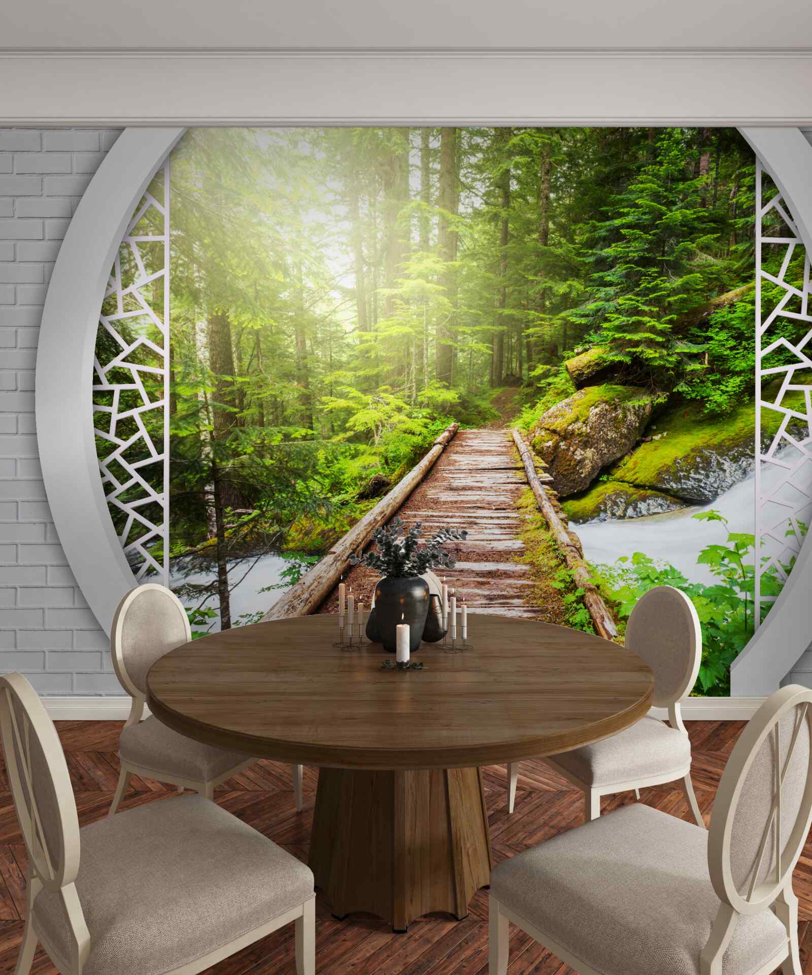 Fotobehang Bergpad door dicht bos