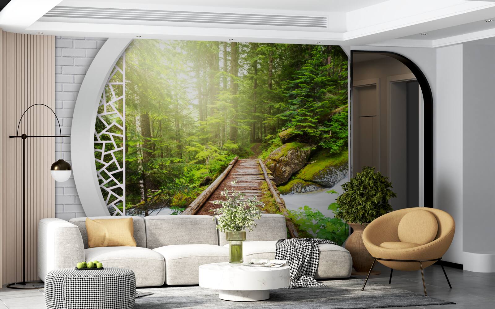 Fotobehang Bergpad door dicht bos