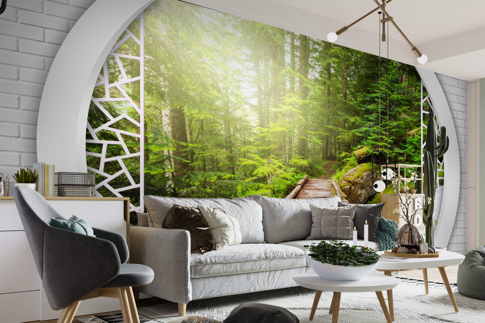 Fotobehang Bergpad door dicht bos