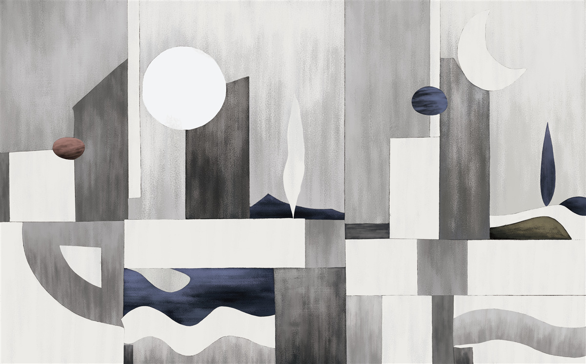 Fotobehang de stad ontwaakt onder de opkomende zon