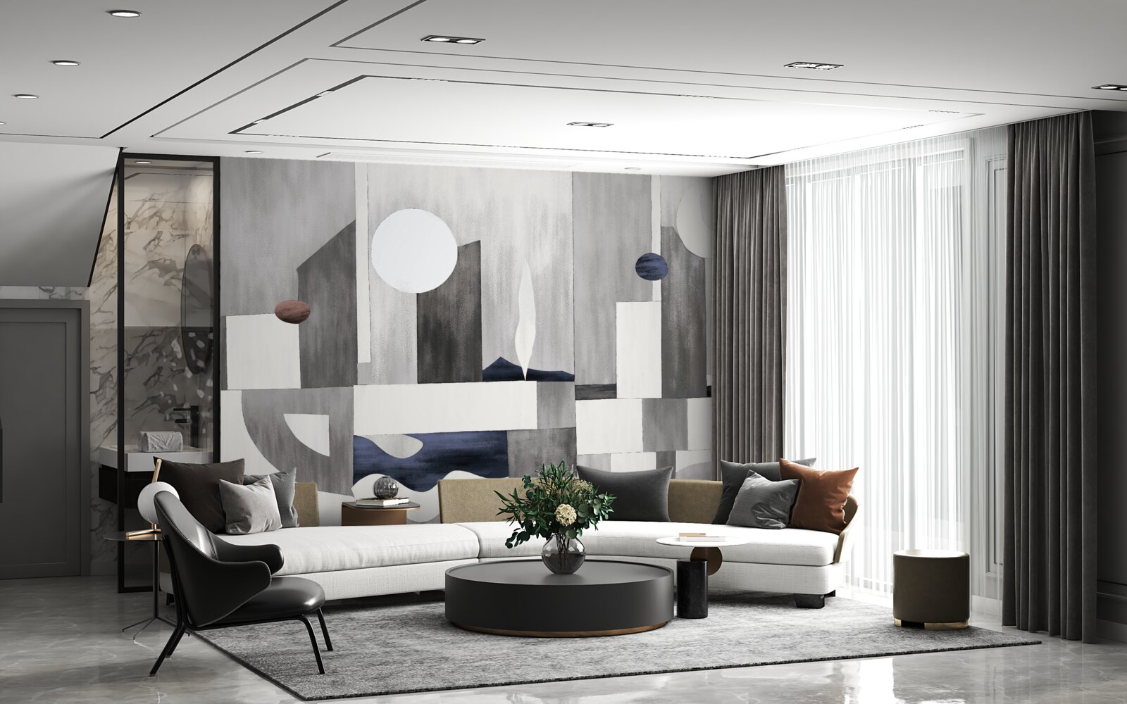 Fotobehang de stad ontwaakt onder de opkomende zon