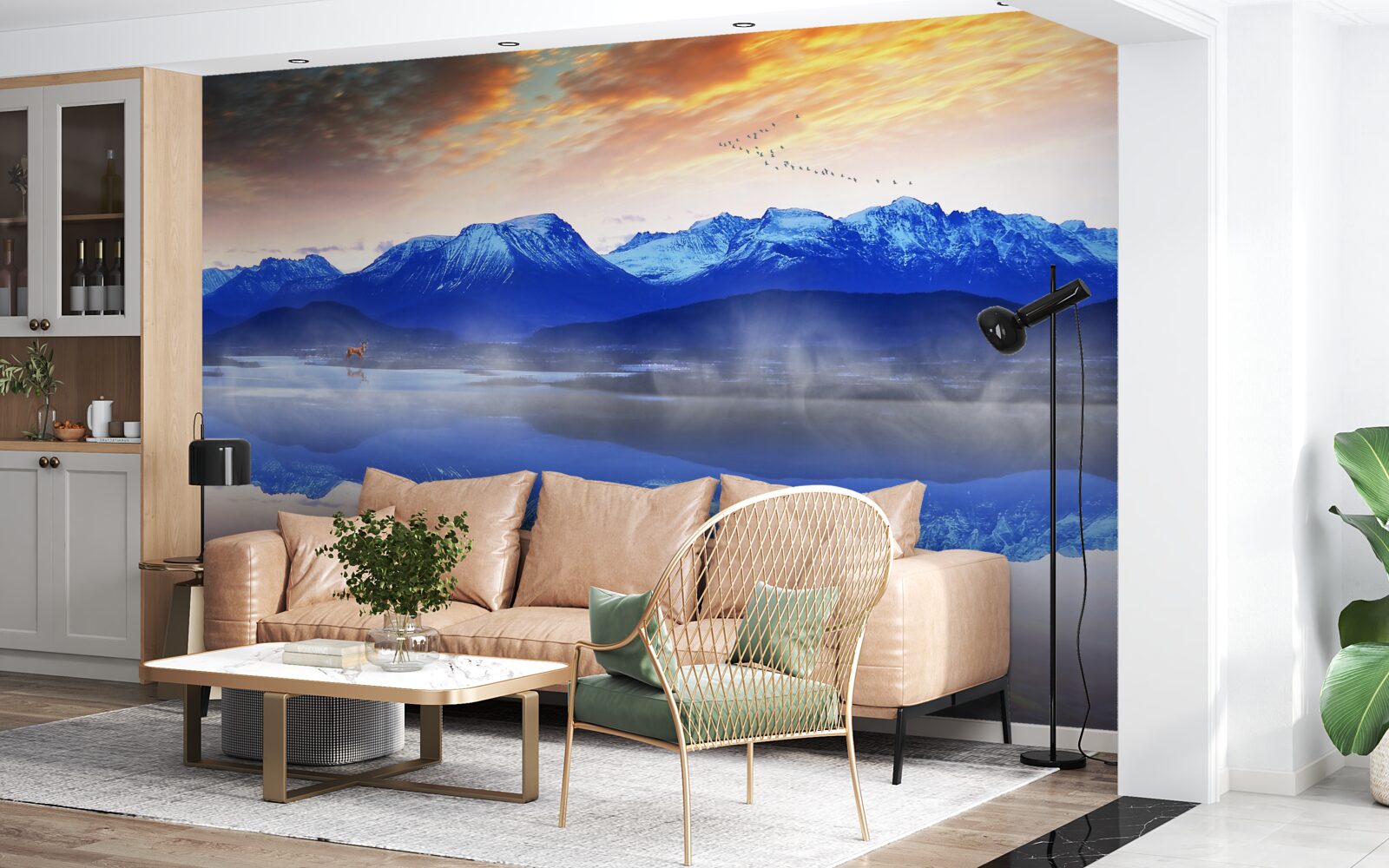 Fotobehang een mistige deken over het onstabiele wateroppervlak